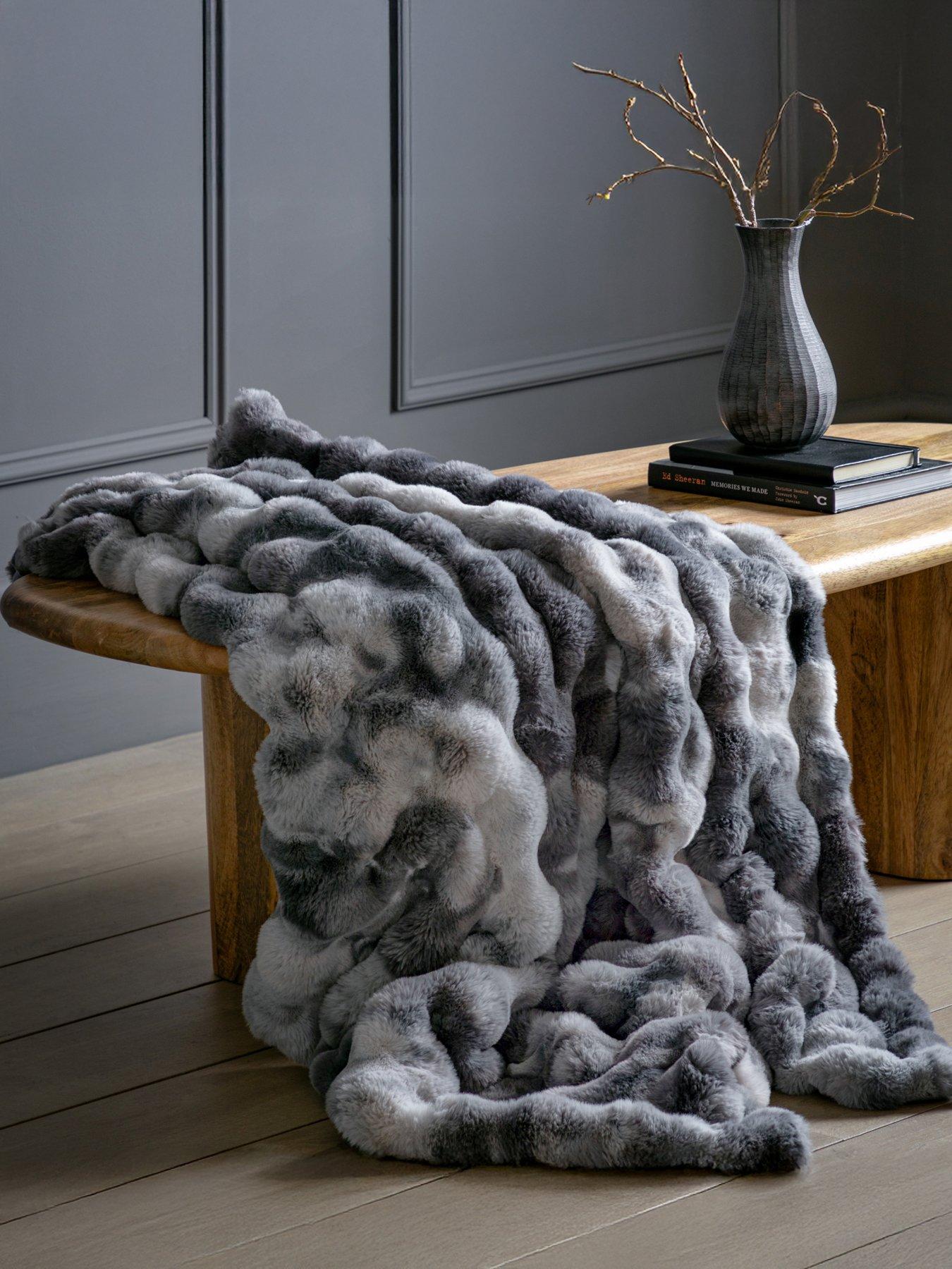 Gallery Direct Marshmallow Rabbit Faux Fur Throw 1300x1700mm