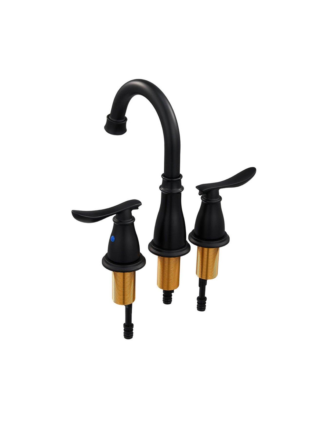 Image 6 of 7 of Living and Home Black Double Handle Bathroom Sink Faucet with Drainer