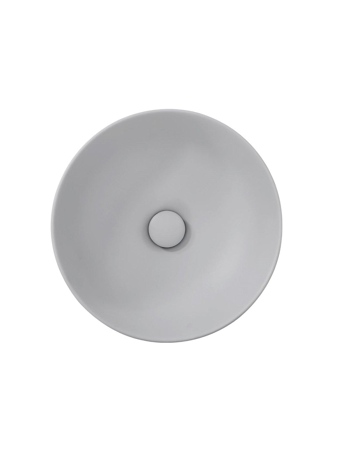 Image 4 of 7 of Living and Home Round Light Grey Ceramic Countertop Washbasin With Waste Kit