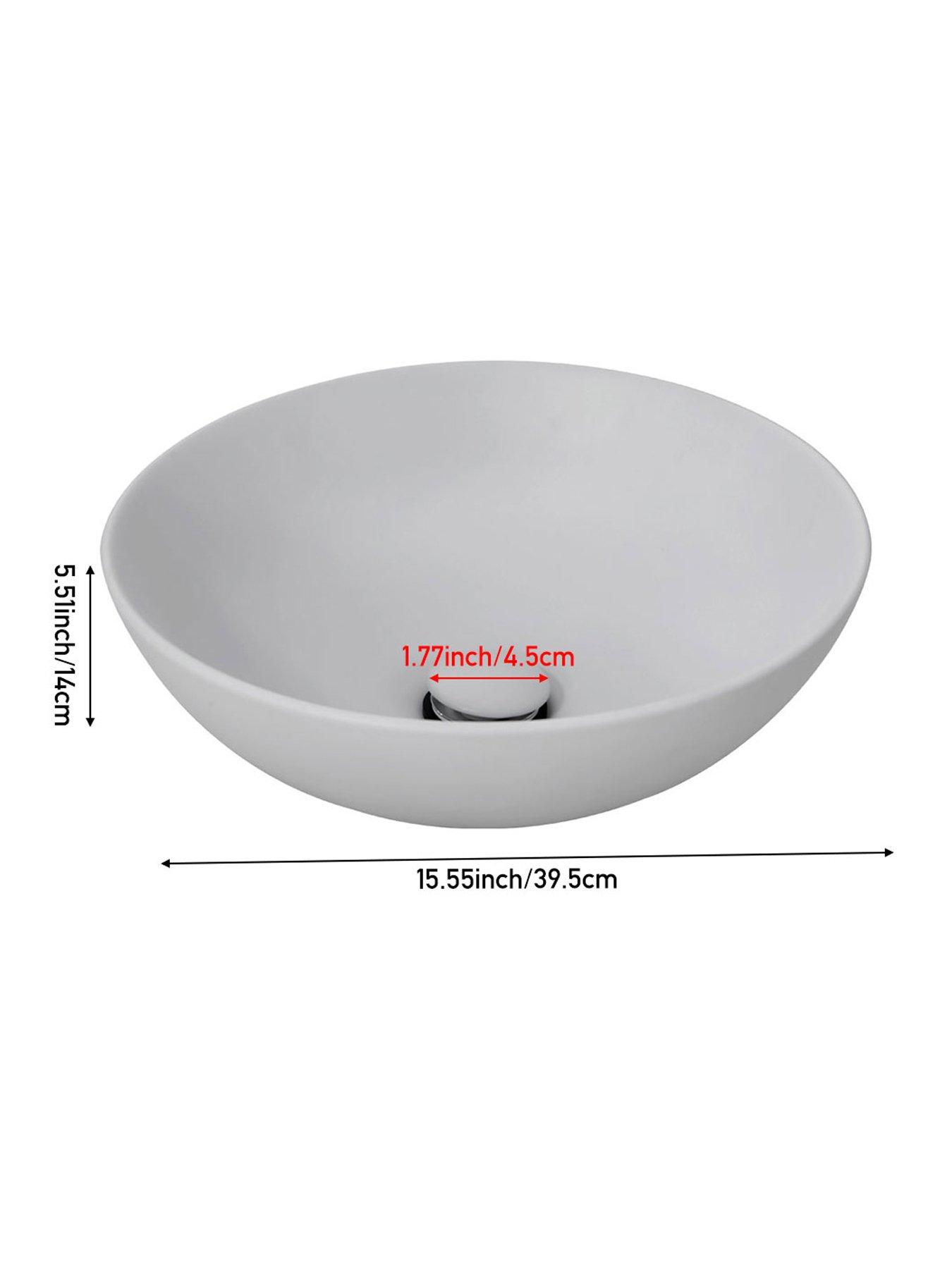 Image 7 of 7 of Living and Home Round Light Grey Ceramic Countertop Washbasin With Waste Kit