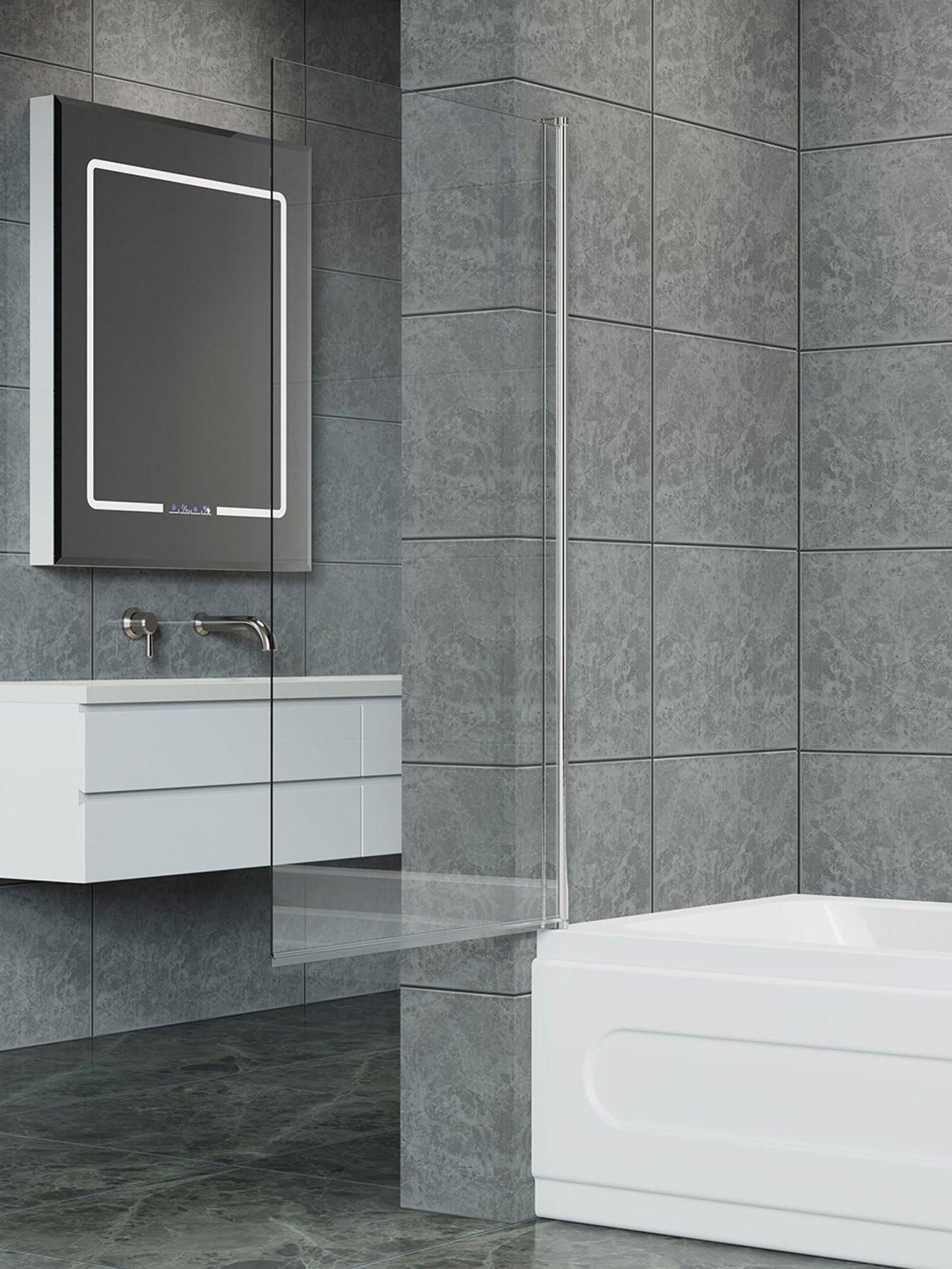 Living and Home Transparent Glass 180 Degree Rotating Shower Screen 80* ...