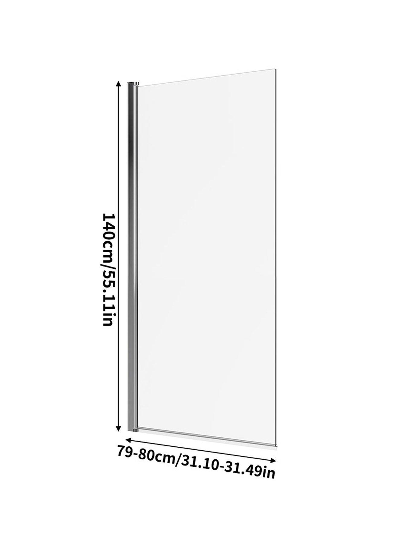 Living and Home Transparent Glass 180 Degree Rotating Shower Screen 80* ...