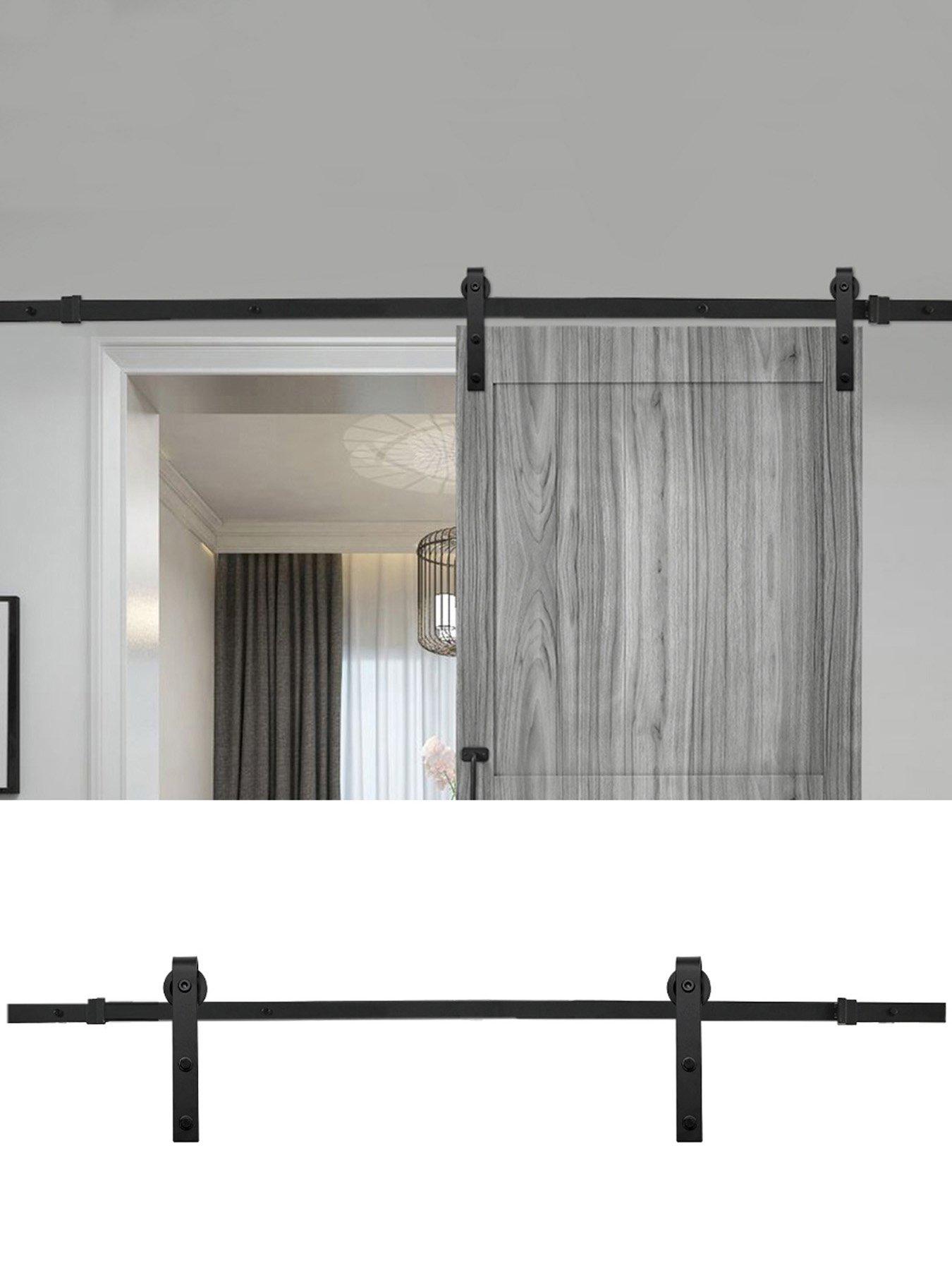 Image 2 of 5 of Living and Home 6.6ft Black Steel Barn Door Track System Sliding Hardware Kit