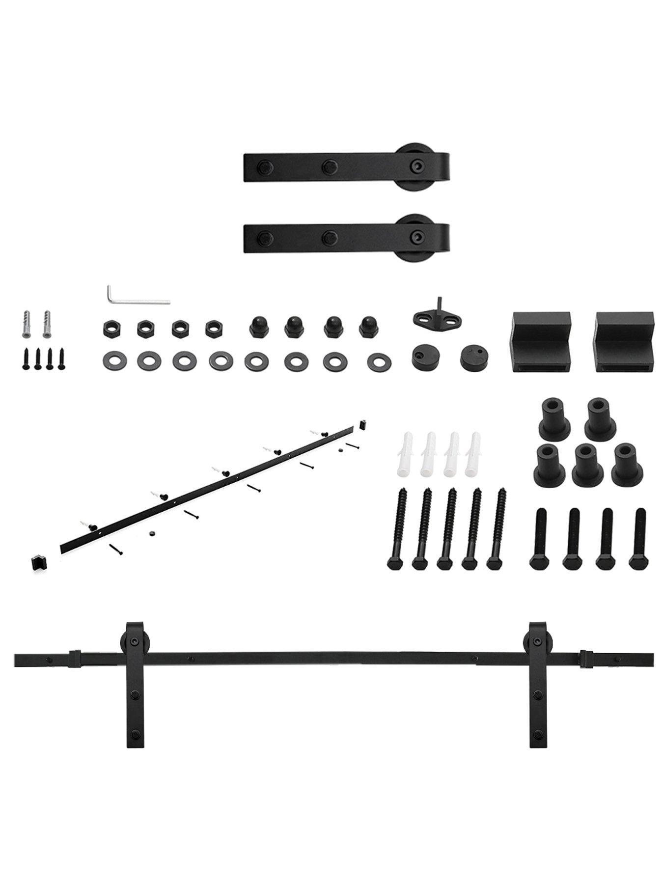 Image 3 of 5 of Living and Home 6.6ft Black Steel Barn Door Track System Sliding Hardware Kit