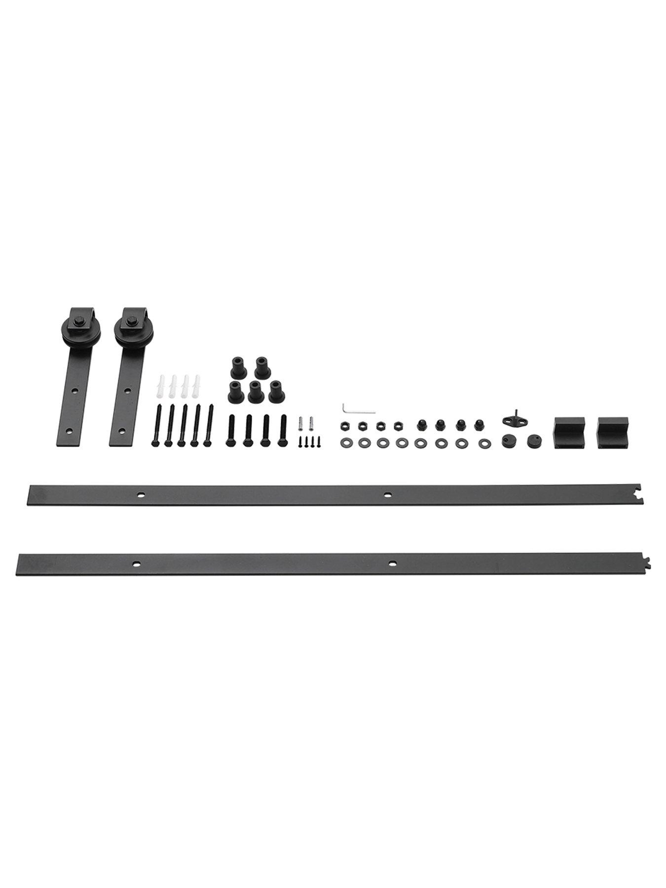Image 4 of 5 of Living and Home 6.6ft Black Steel Barn Door Track System Sliding Hardware Kit