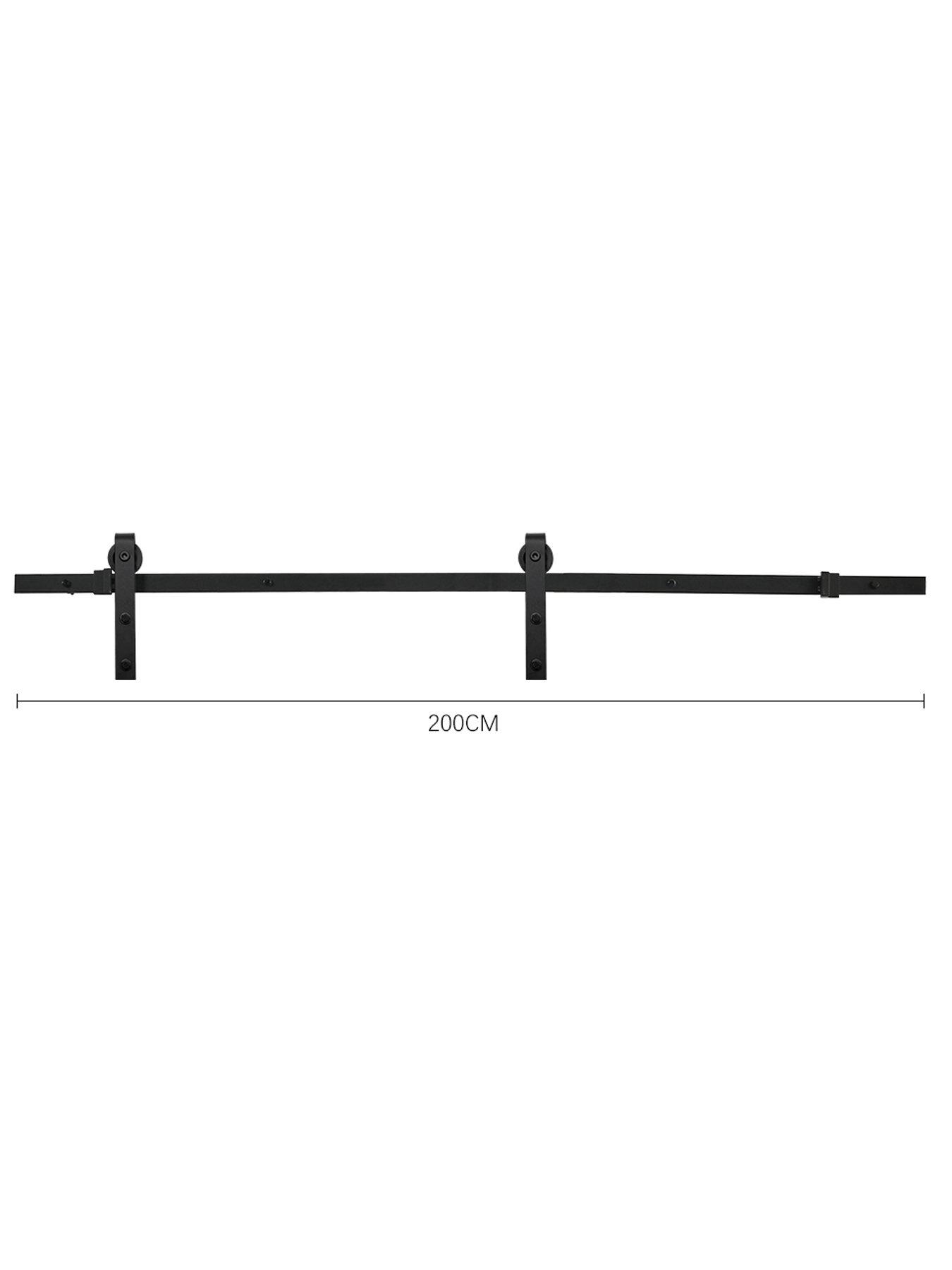 Image 5 of 5 of Living and Home 6.6ft Black Steel Barn Door Track System Sliding Hardware Kit