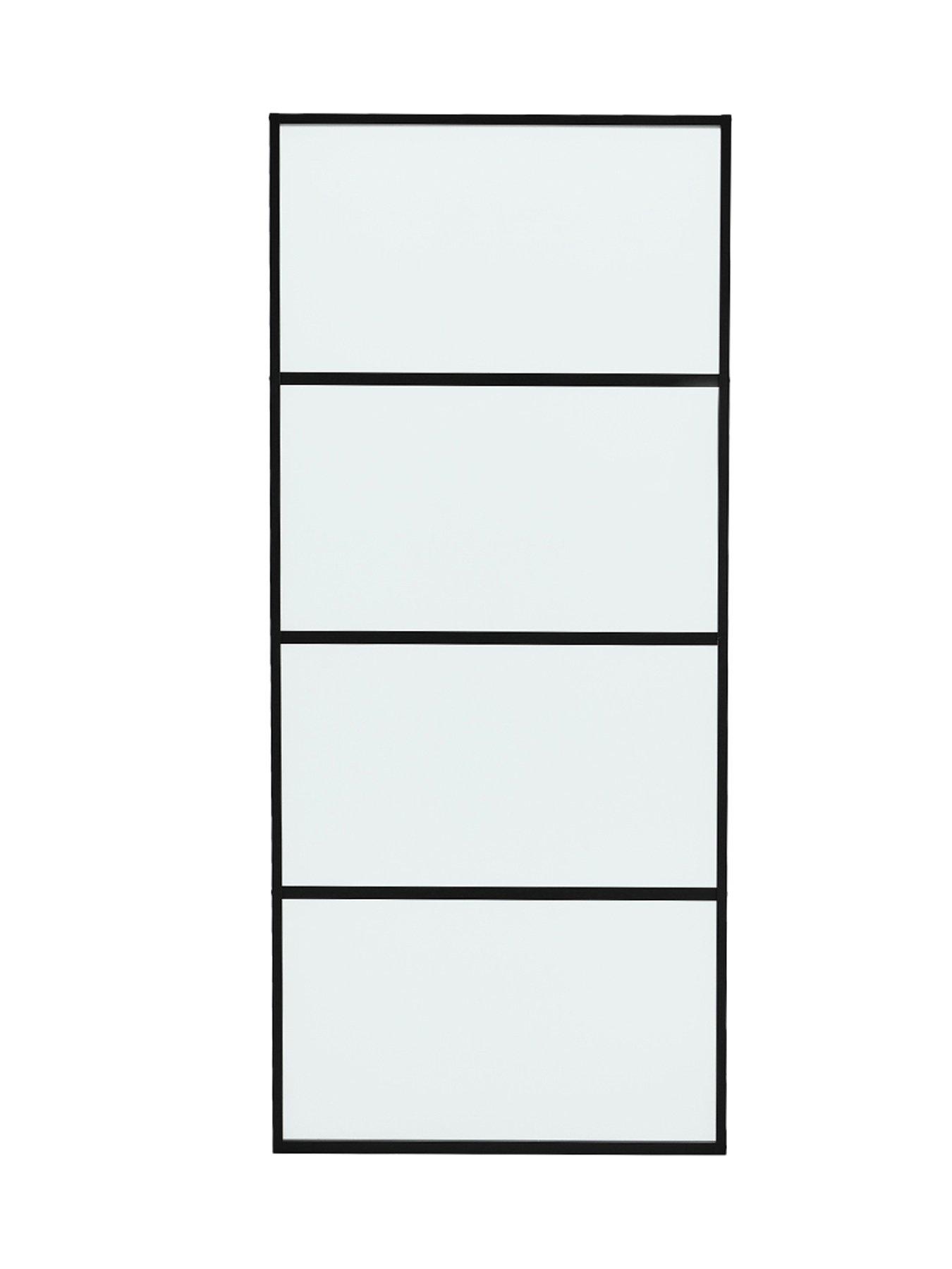 Image 4 of 7 of Living and Home 4 Lites Clear Glass Sliding Barn Door with 6ft Hardware Kit