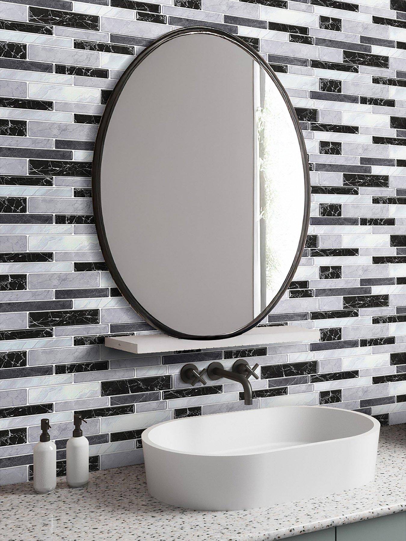 Image 1 of 6 of Living and Home 10pcs Marble Self-adhesive Wall Tile Stickers Multi-colour