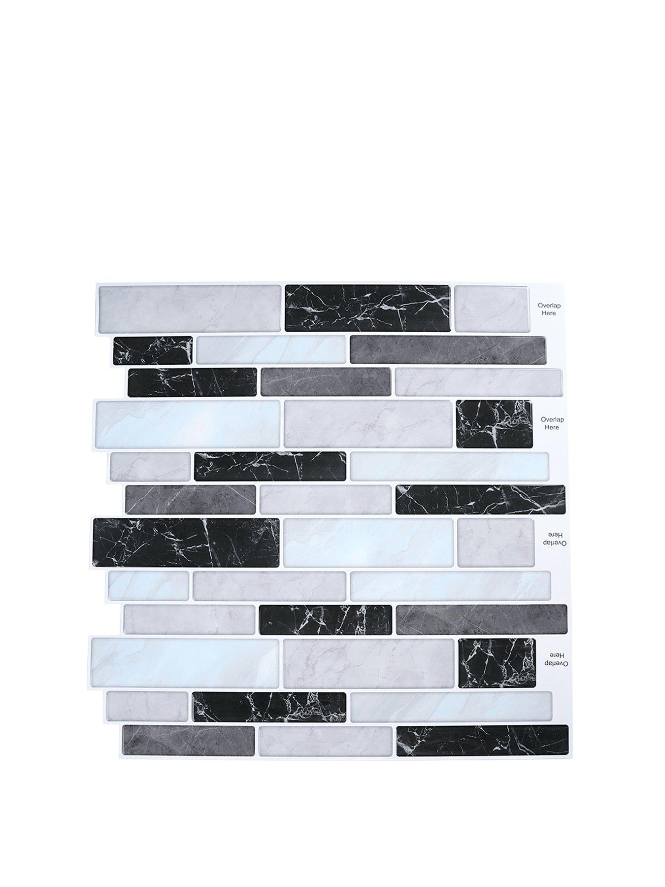 Image 2 of 6 of Living and Home 10pcs Marble Self-adhesive Wall Tile Stickers Multi-colour