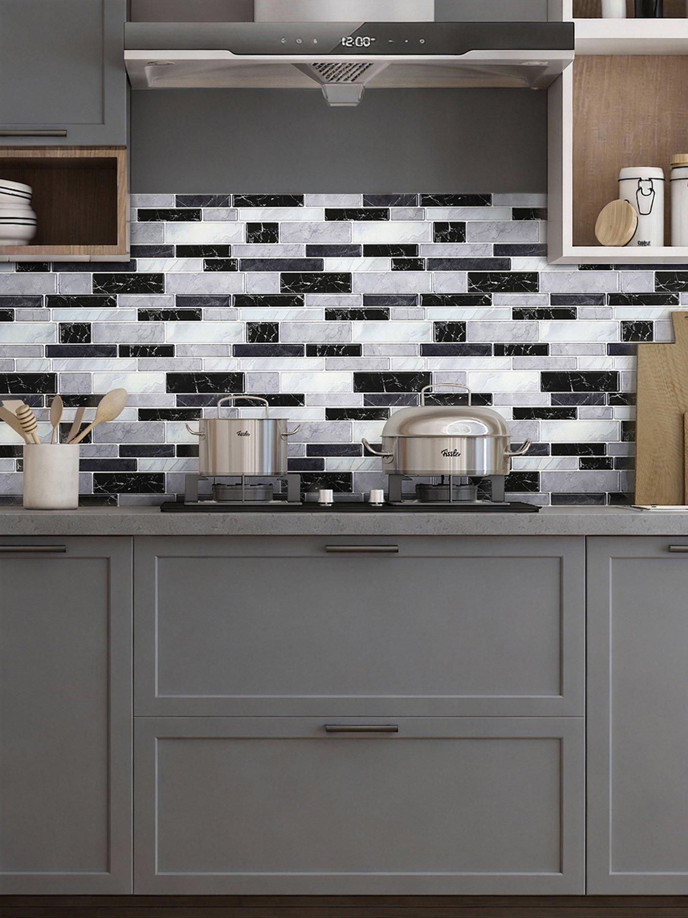 Image 3 of 6 of Living and Home 10pcs Marble Self-adhesive Wall Tile Stickers Multi-colour