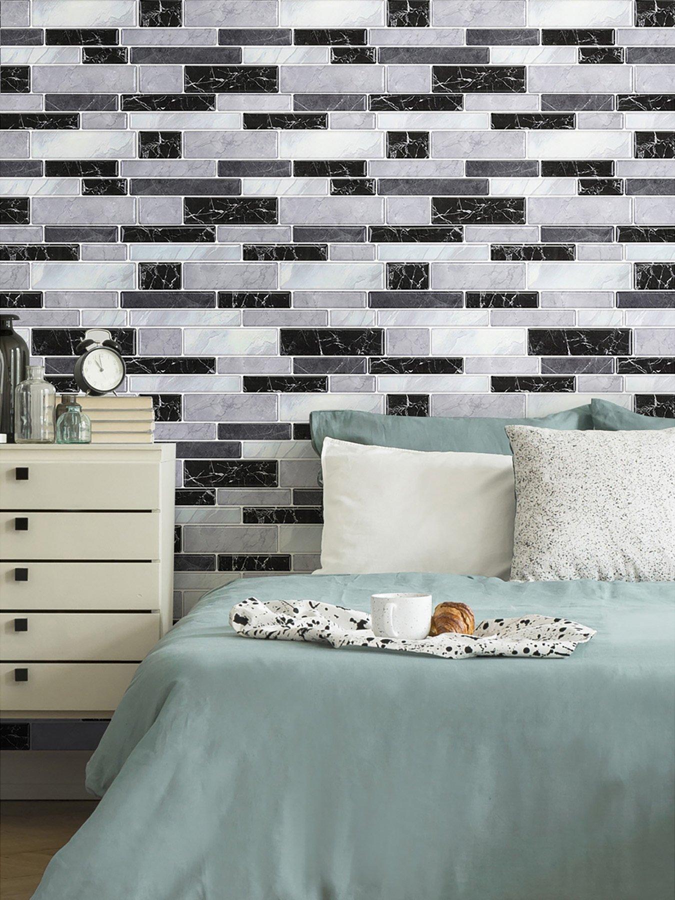 Image 4 of 6 of Living and Home 10pcs Marble Self-adhesive Wall Tile Stickers Multi-colour