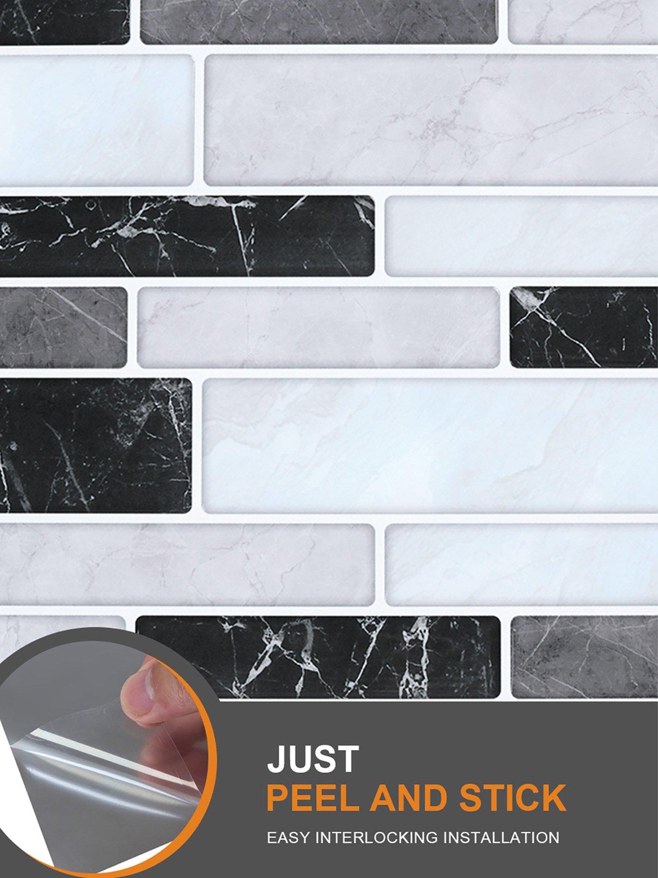 Image 5 of 6 of Living and Home 10pcs Marble Self-adhesive Wall Tile Stickers Multi-colour