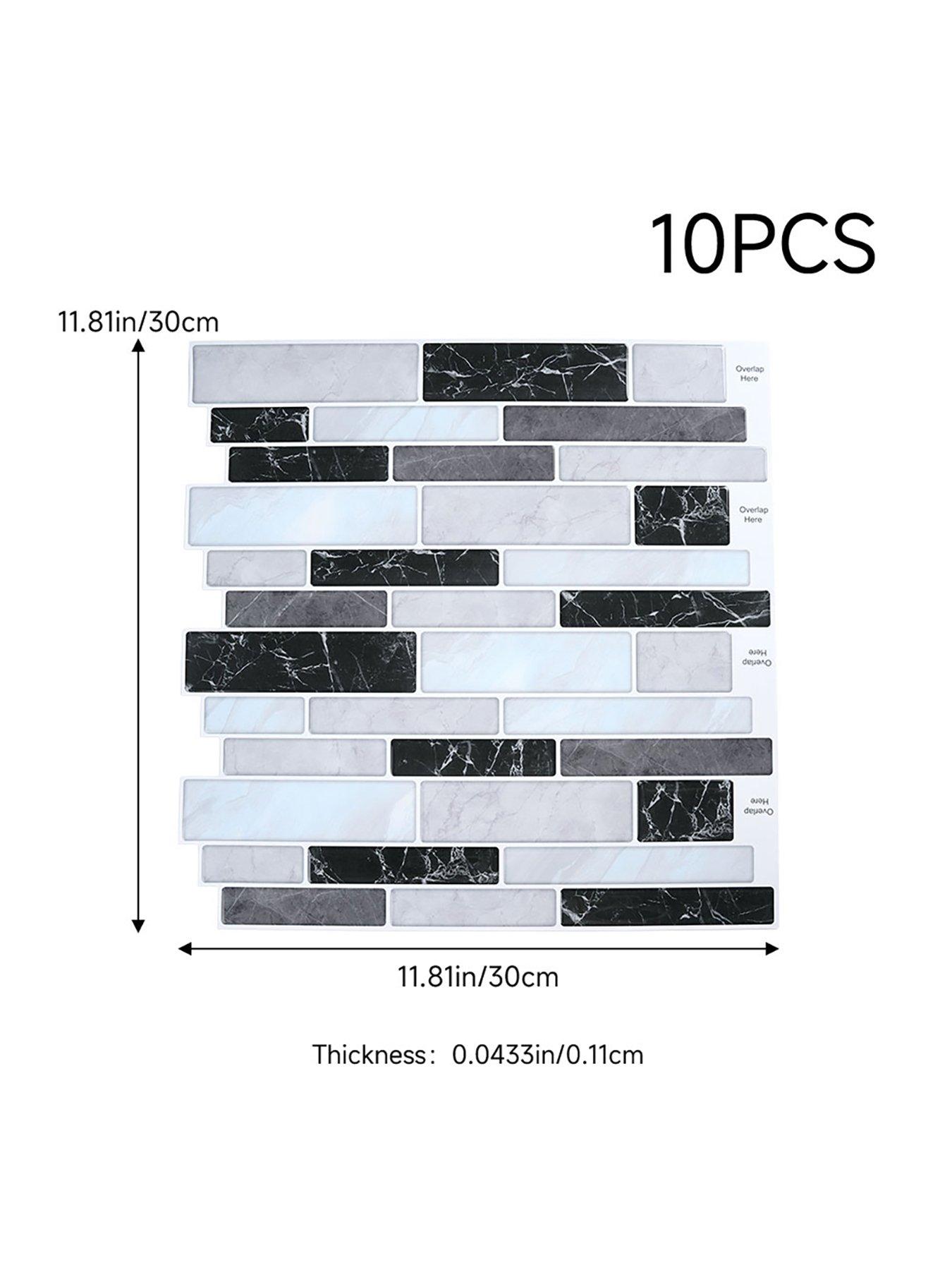 Image 6 of 6 of Living and Home 10pcs Marble Self-adhesive Wall Tile Stickers Multi-colour