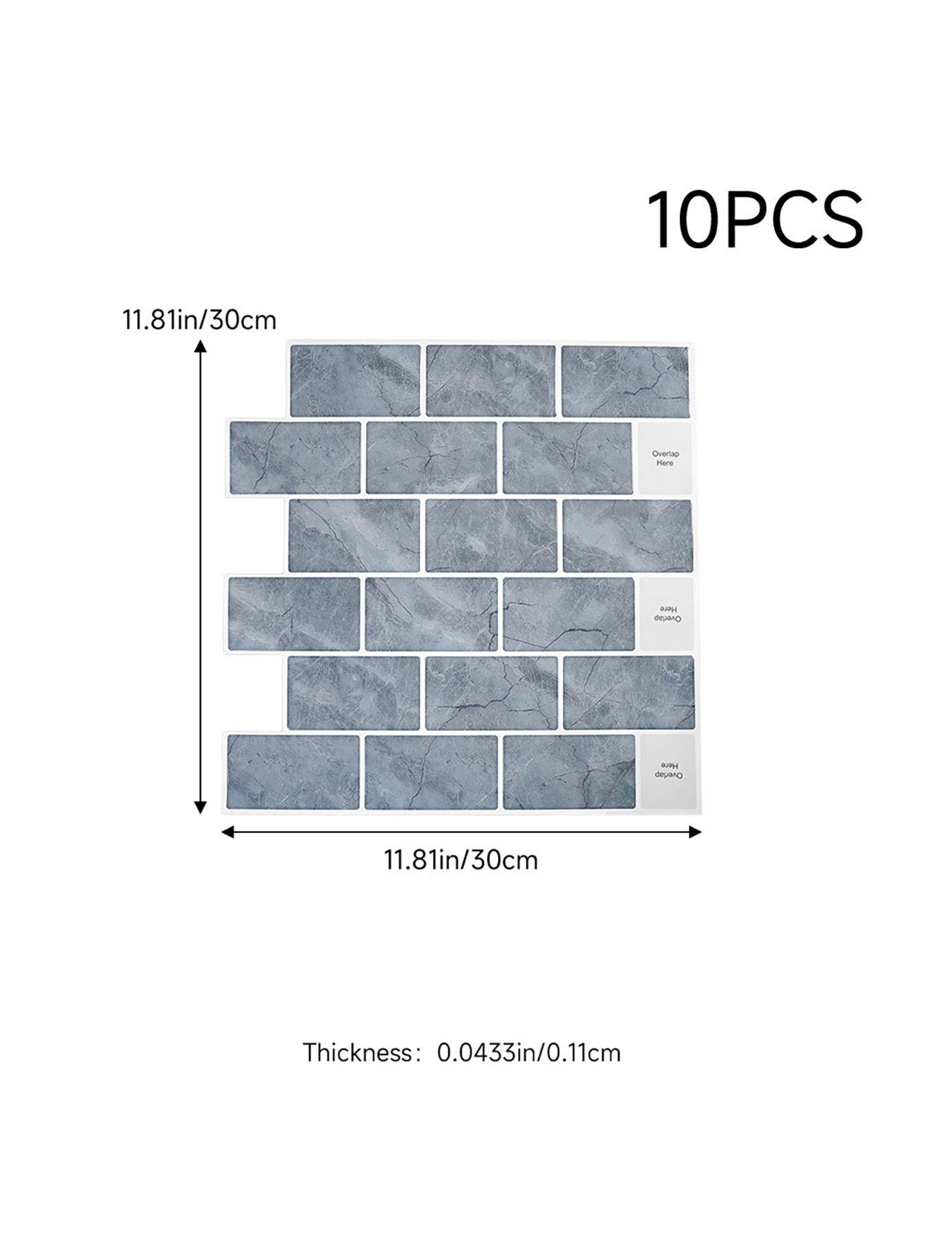 Image 7 of 7 of Living and Home 10Pcs Marble Self-Adhesive Wall Tile Stickers Grey