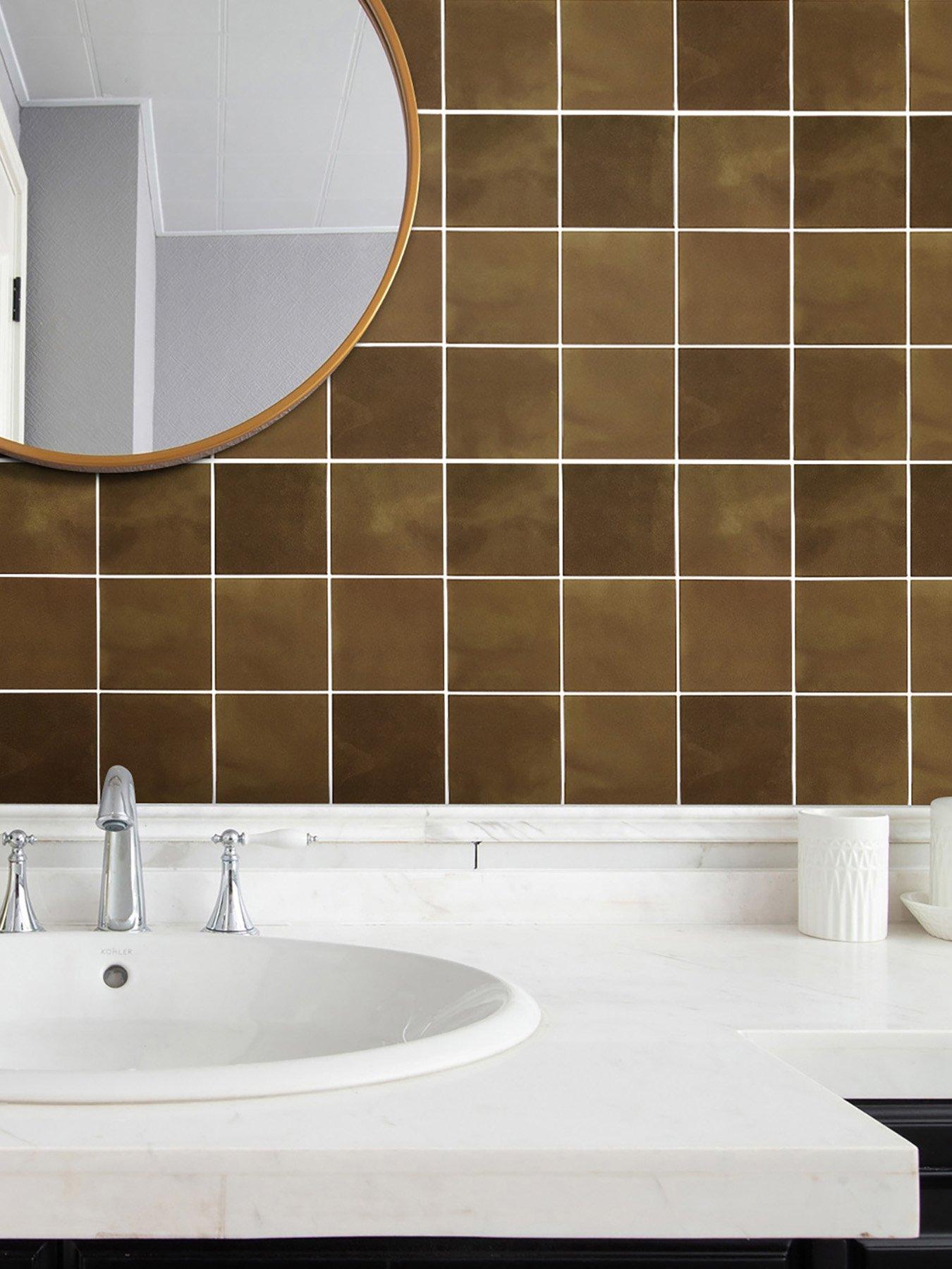 Living and Home 10pcs Self-adhesive 9-grid Wall Tile Stickers Terracotta