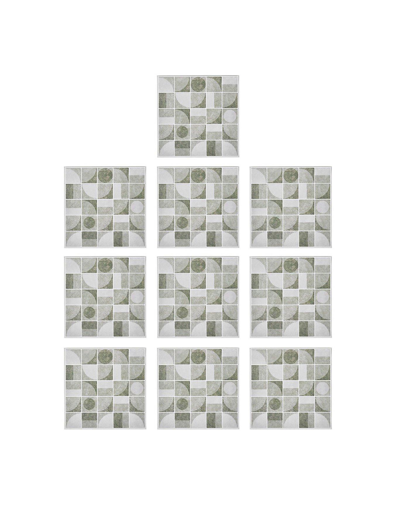 Image 3 of 7 of Living and Home 10Pcs Self-adhesive Geometric Retro Camel Wall Tile Stickers