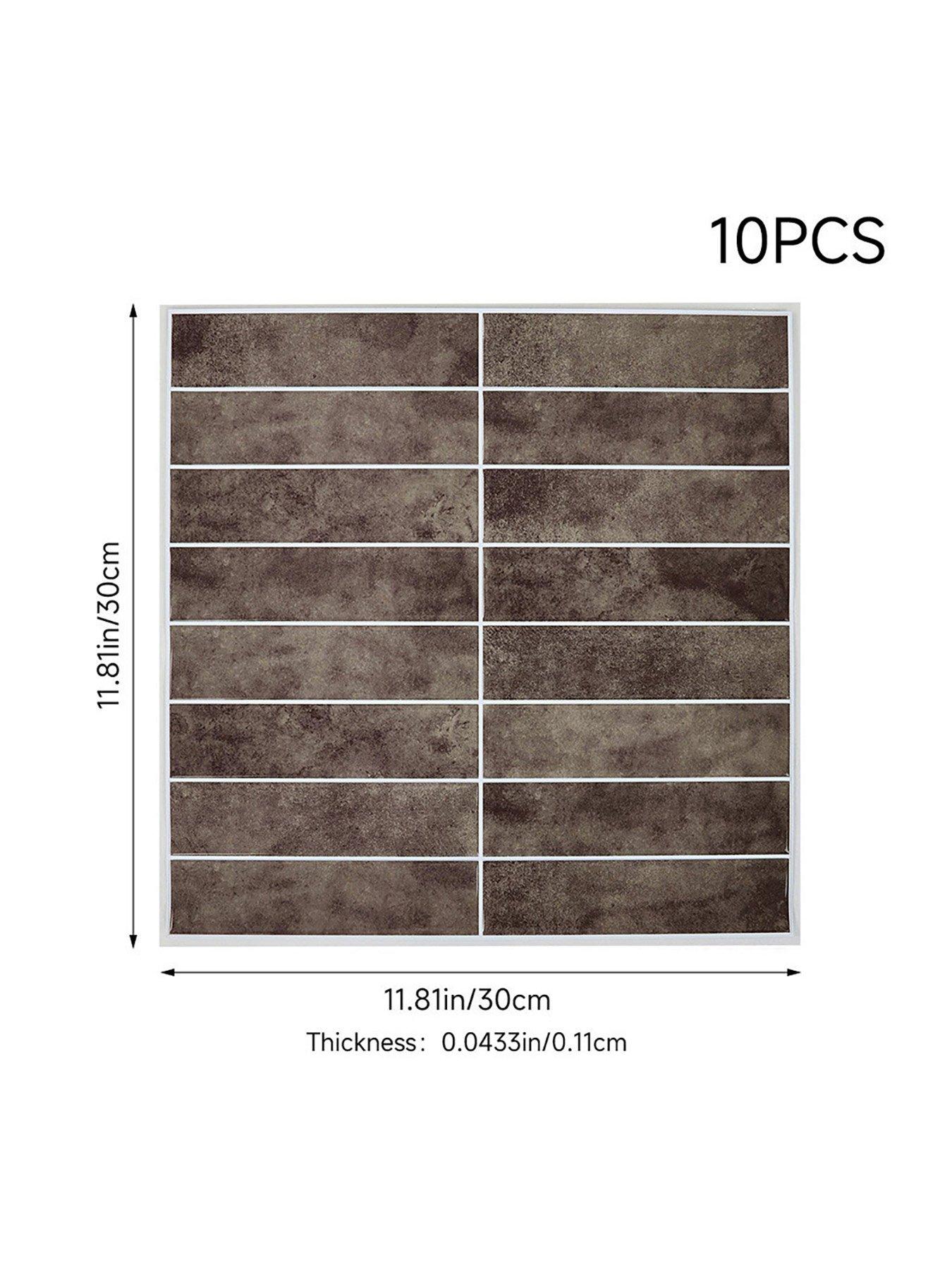 Living and Home Set Of 10 Grey-green Self-adhesive Wall Tile Stickers ...