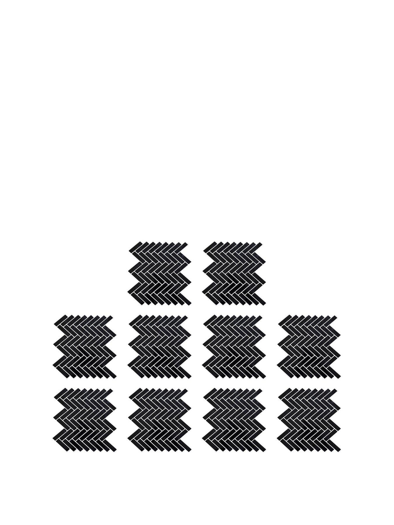 Image 2 of 7 of Living and Home 10pcs Black Self-adhesive Wall Tile Stickers