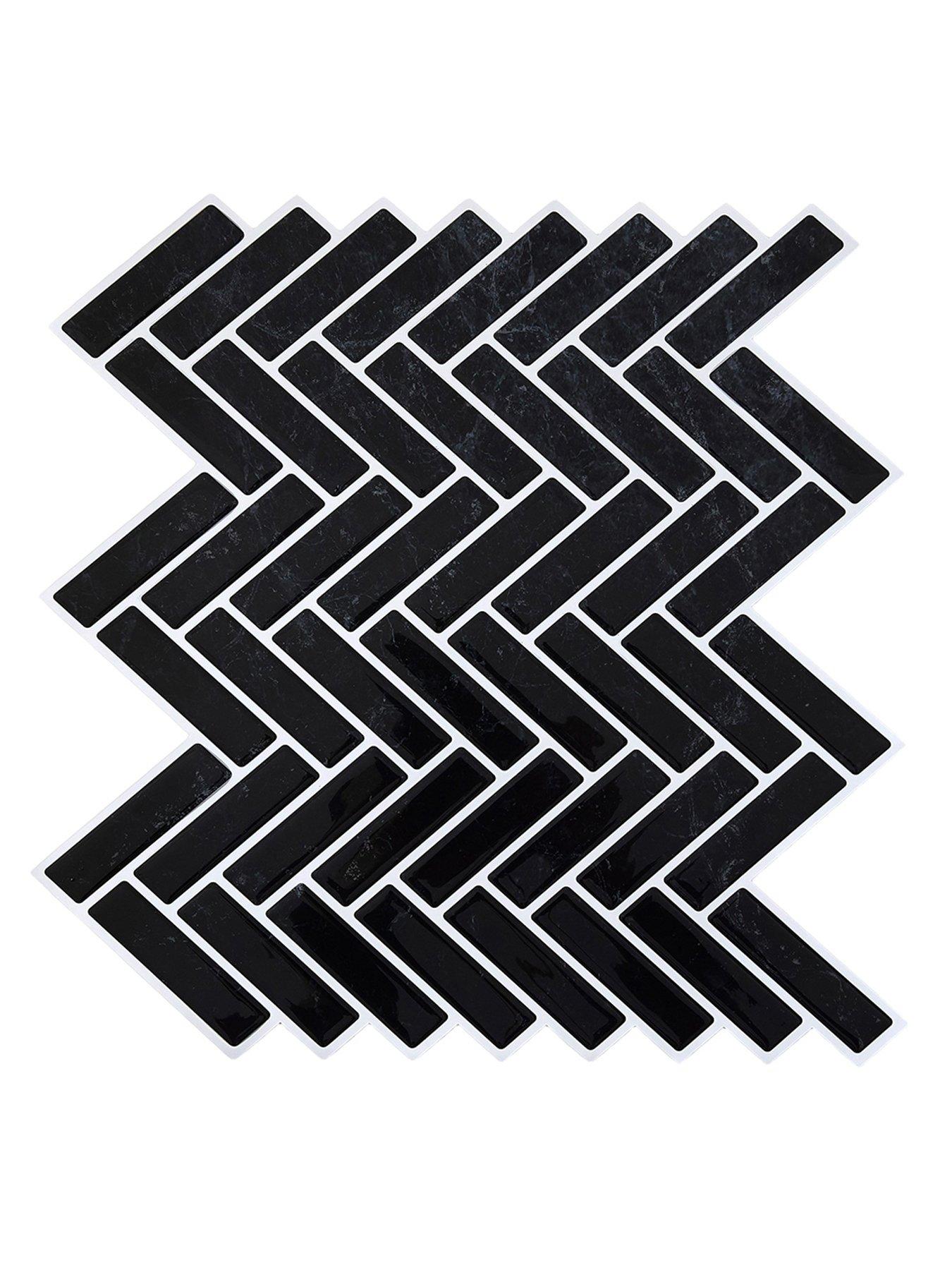 Image 3 of 7 of Living and Home 10pcs Black Self-adhesive Wall Tile Stickers