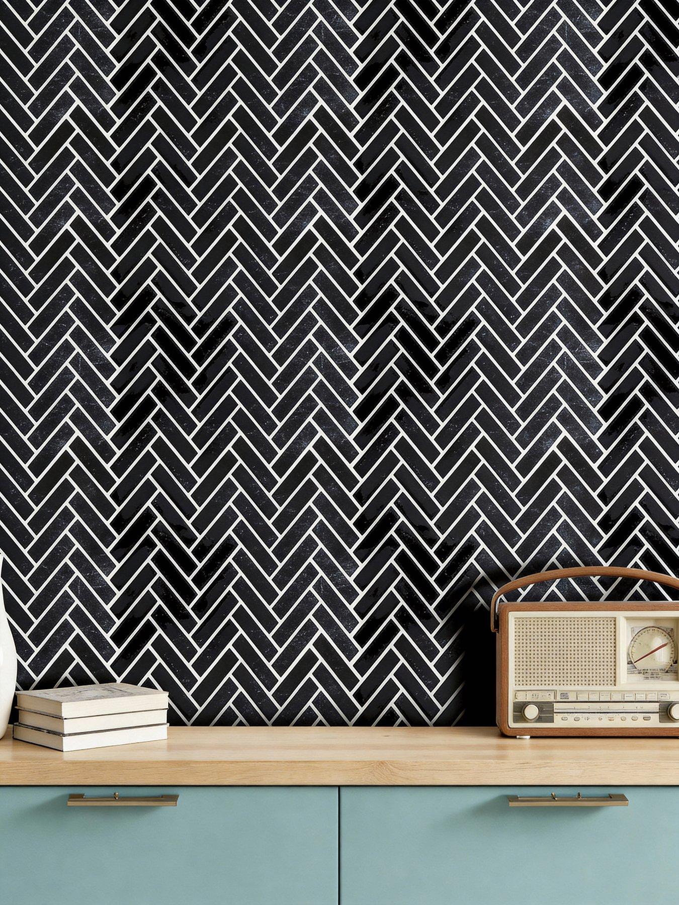 Image 5 of 7 of Living and Home 10pcs Black Self-adhesive Wall Tile Stickers