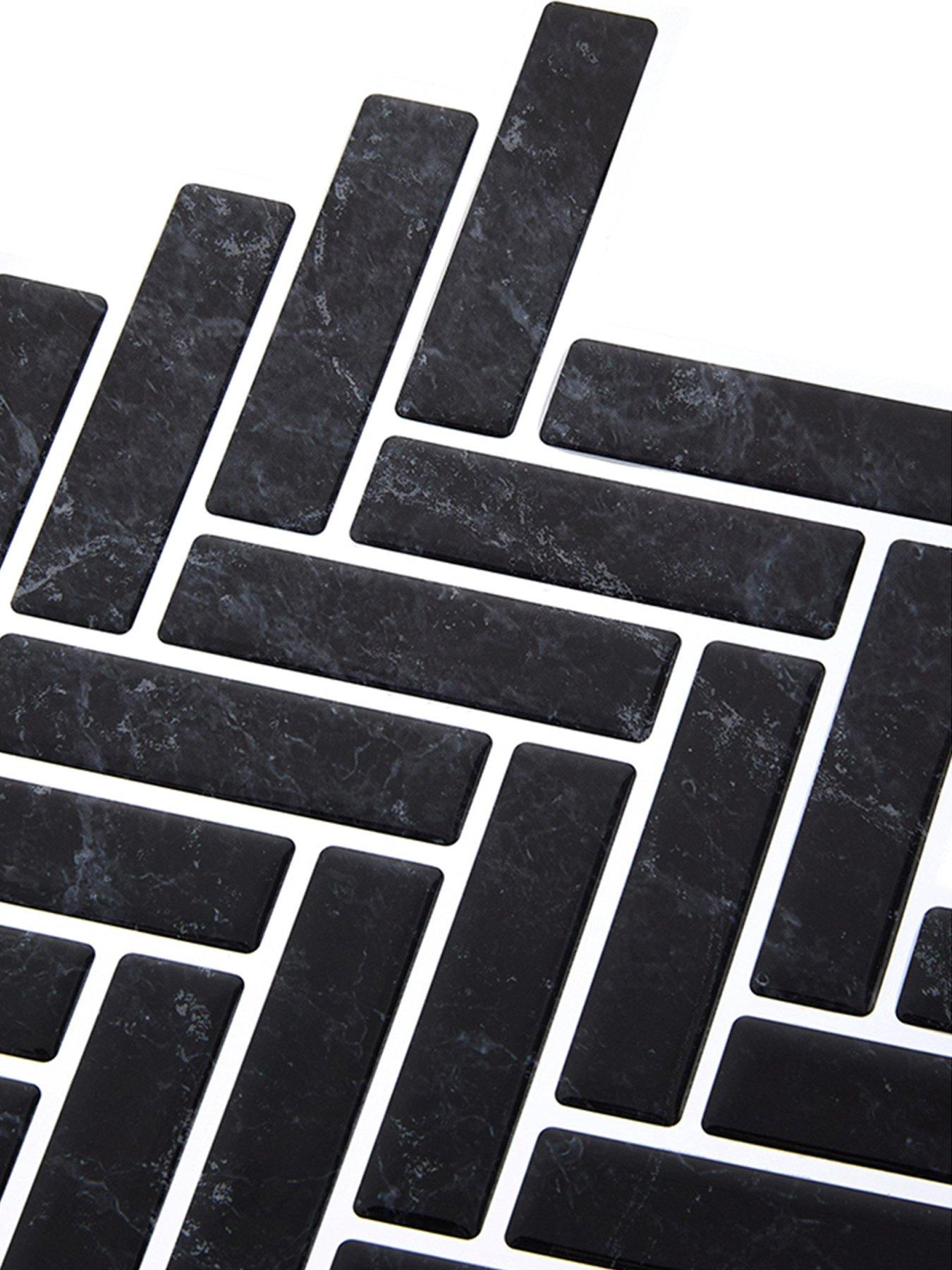 Image 6 of 7 of Living and Home 10pcs Black Self-adhesive Wall Tile Stickers