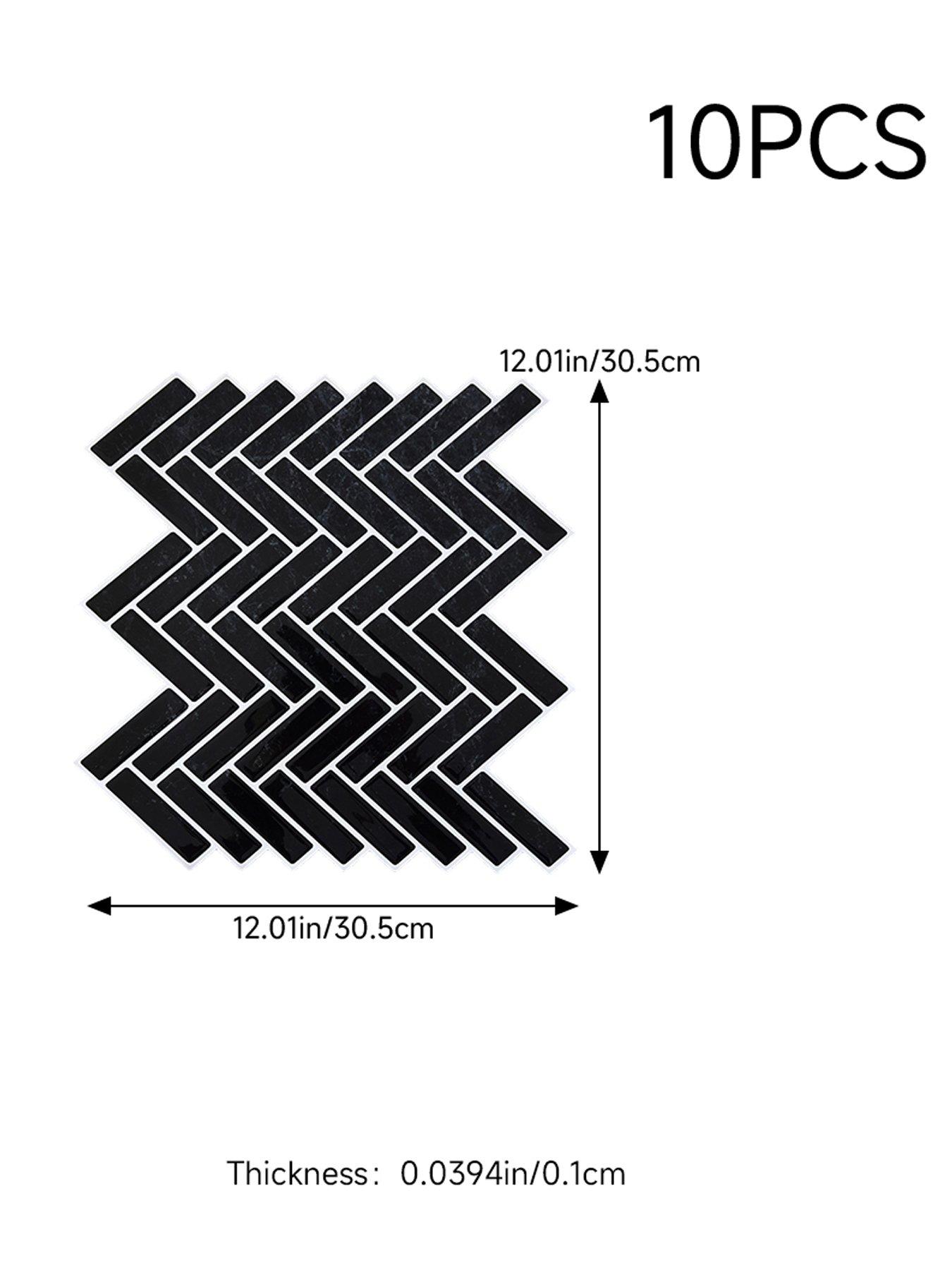 Image 7 of 7 of Living and Home 10pcs Black Self-adhesive Wall Tile Stickers