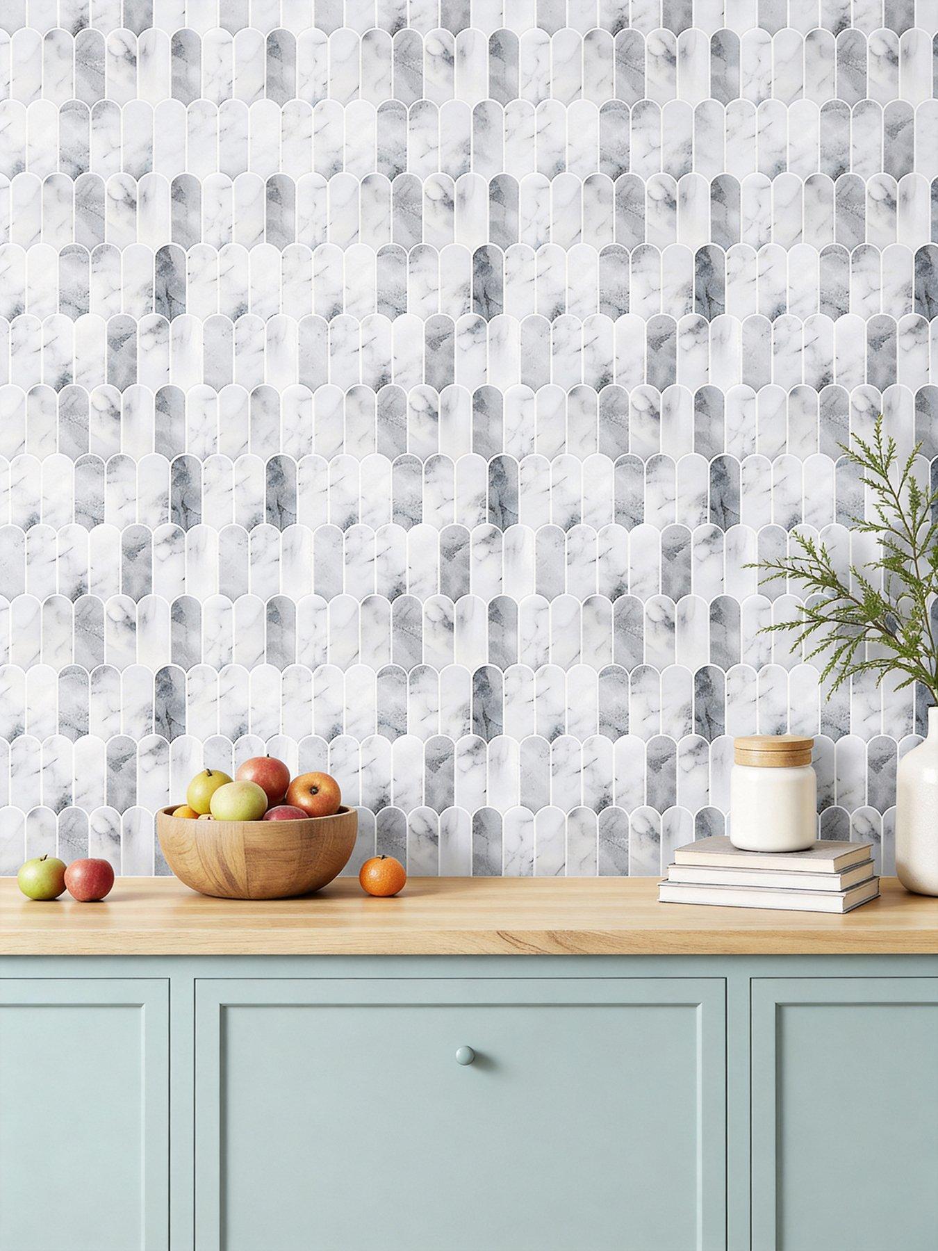 Image 4 of 7 of Living and Home 10pcs Light Grey Self-adhesive Wall Tile Stickers