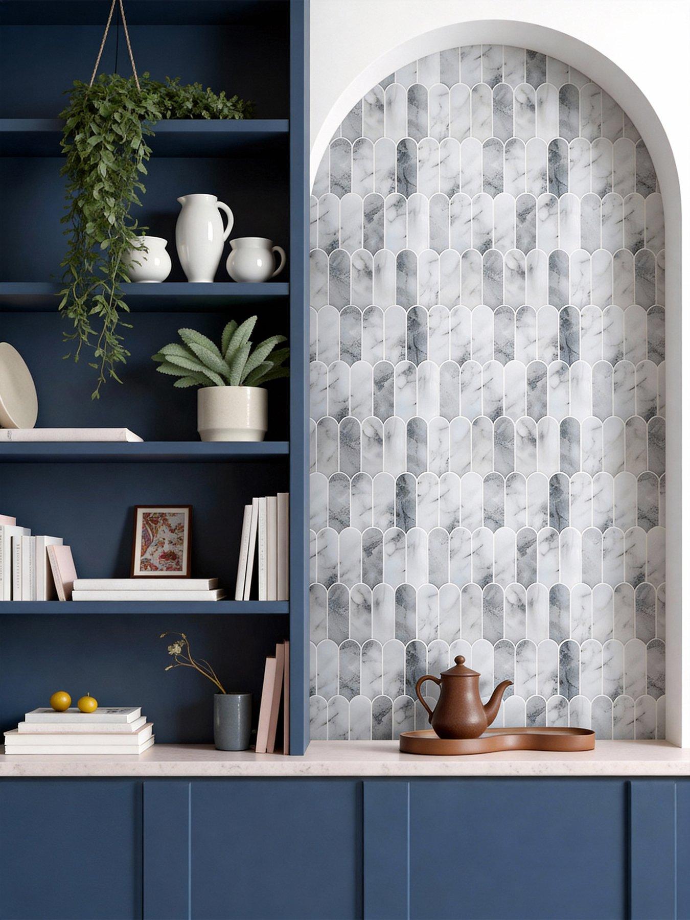 Image 5 of 7 of Living and Home 10pcs Light Grey Self-adhesive Wall Tile Stickers