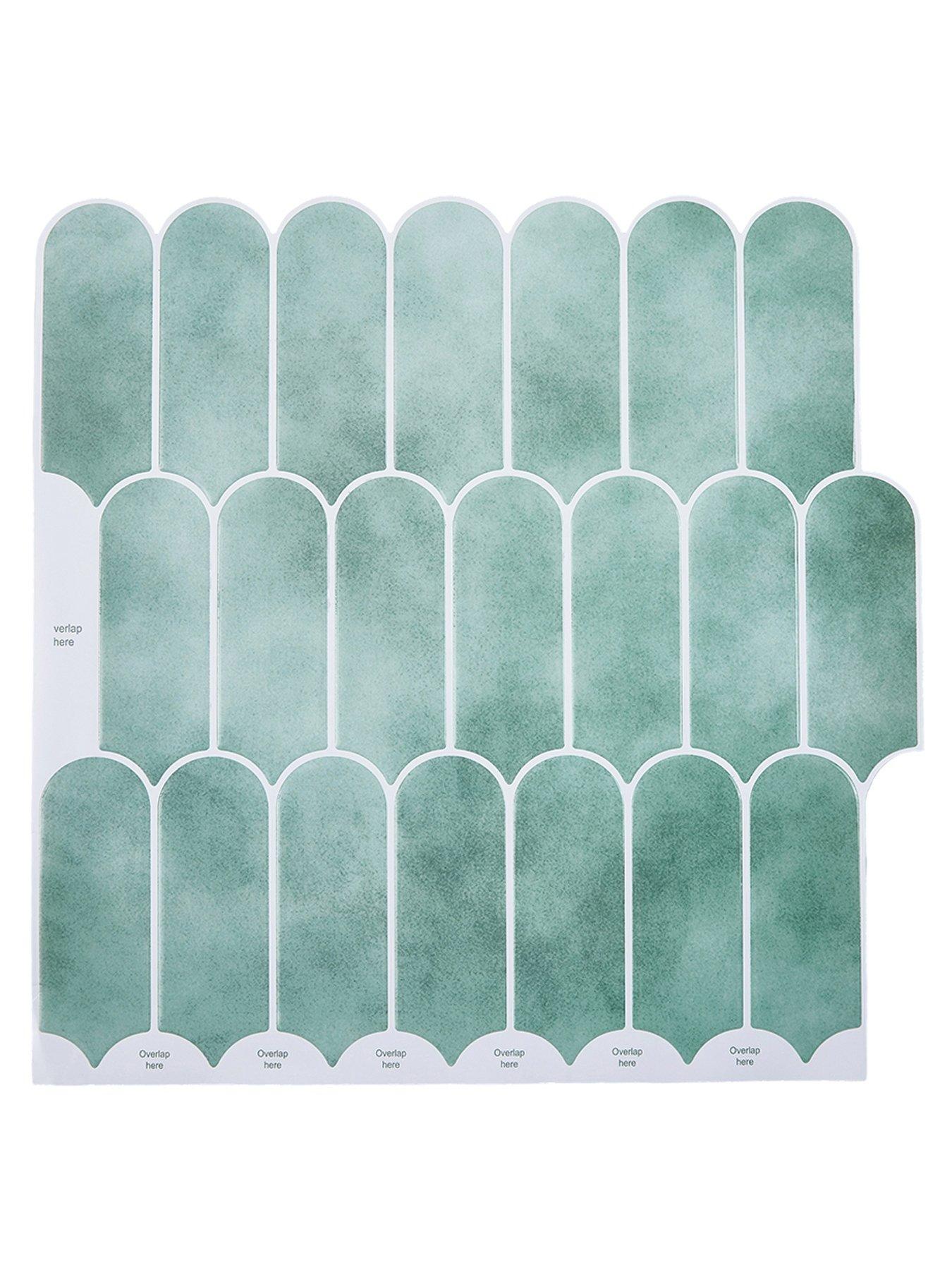 Image 3 of 7 of Living and Home 10Pcs Blue-Green Self-Adhesive Wall Tile Stickers