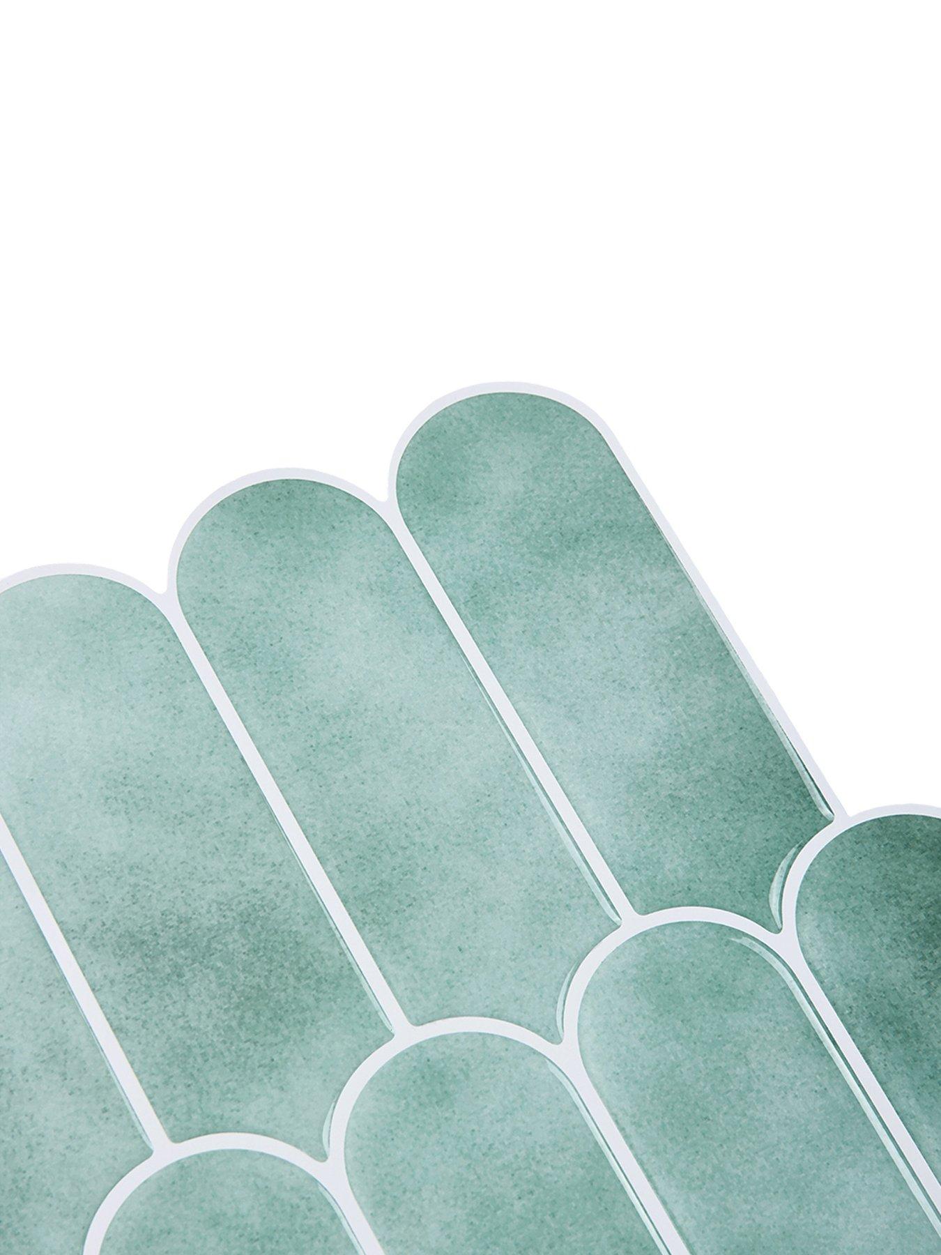 Image 6 of 7 of Living and Home 10Pcs Blue-Green Self-Adhesive Wall Tile Stickers