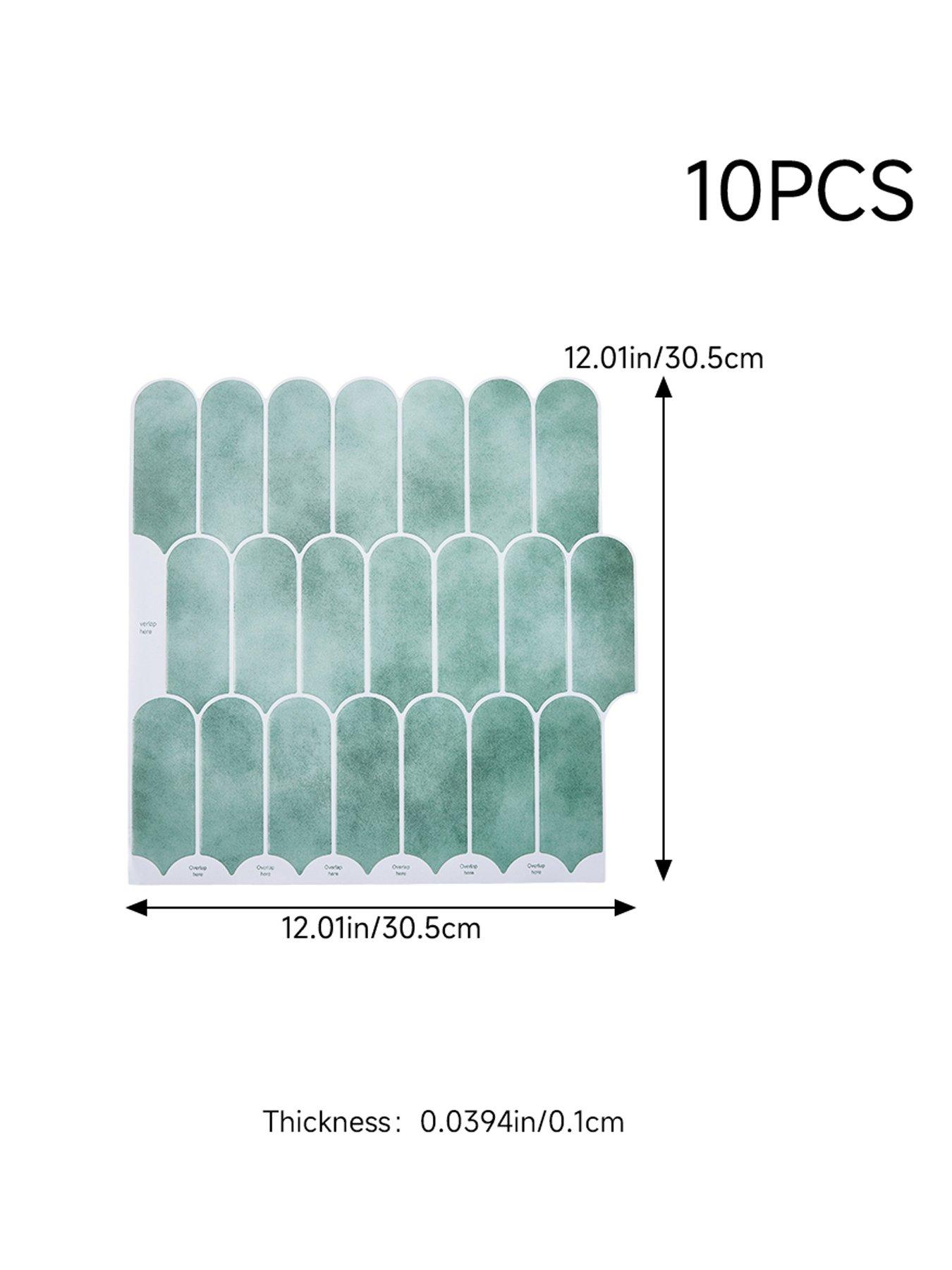 Image 7 of 7 of Living and Home 10Pcs Blue-Green Self-Adhesive Wall Tile Stickers