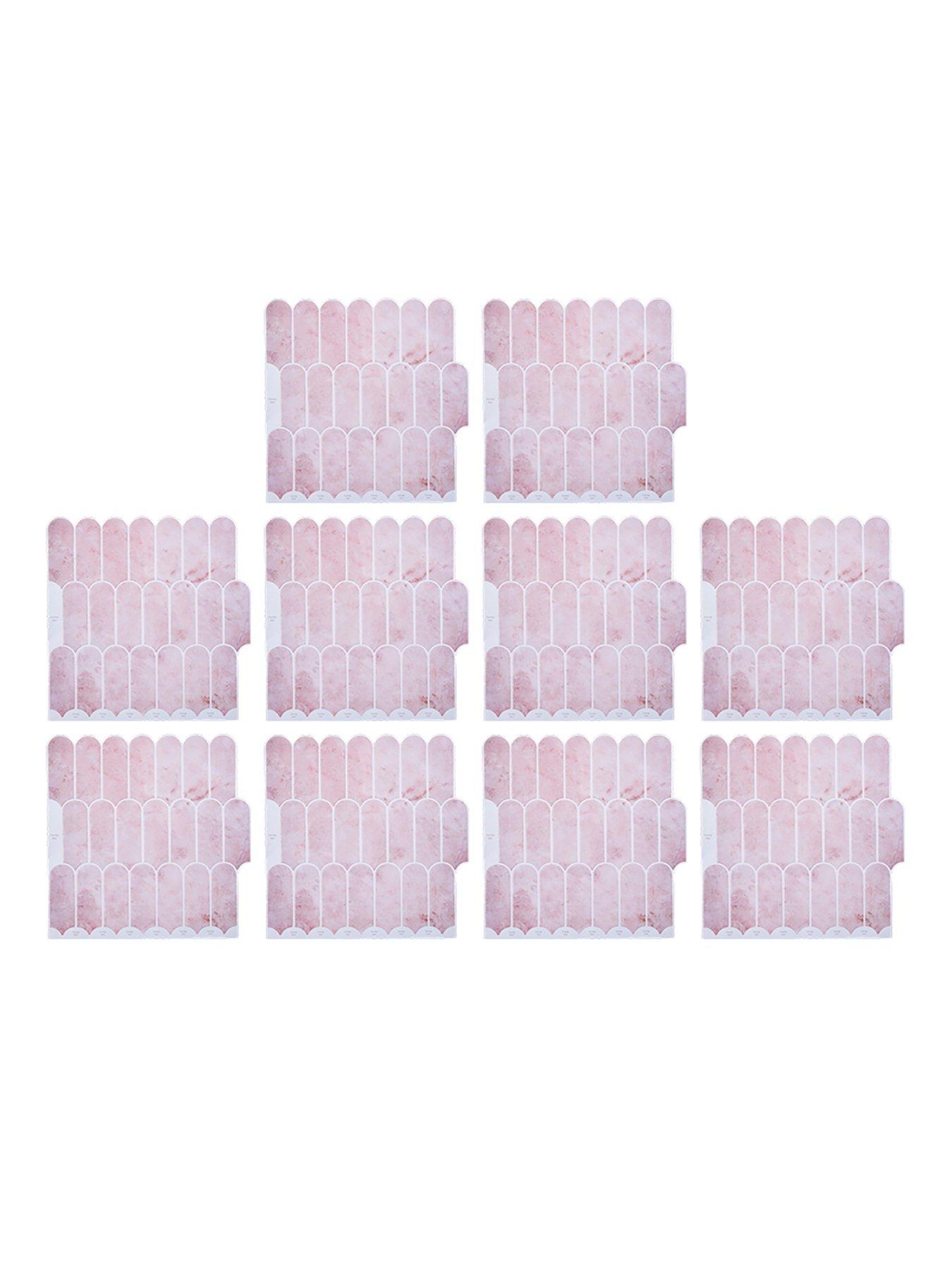 Image 3 of 6 of Living and Home 10pcs Pink Self-adhesive Wall Tile Stickers