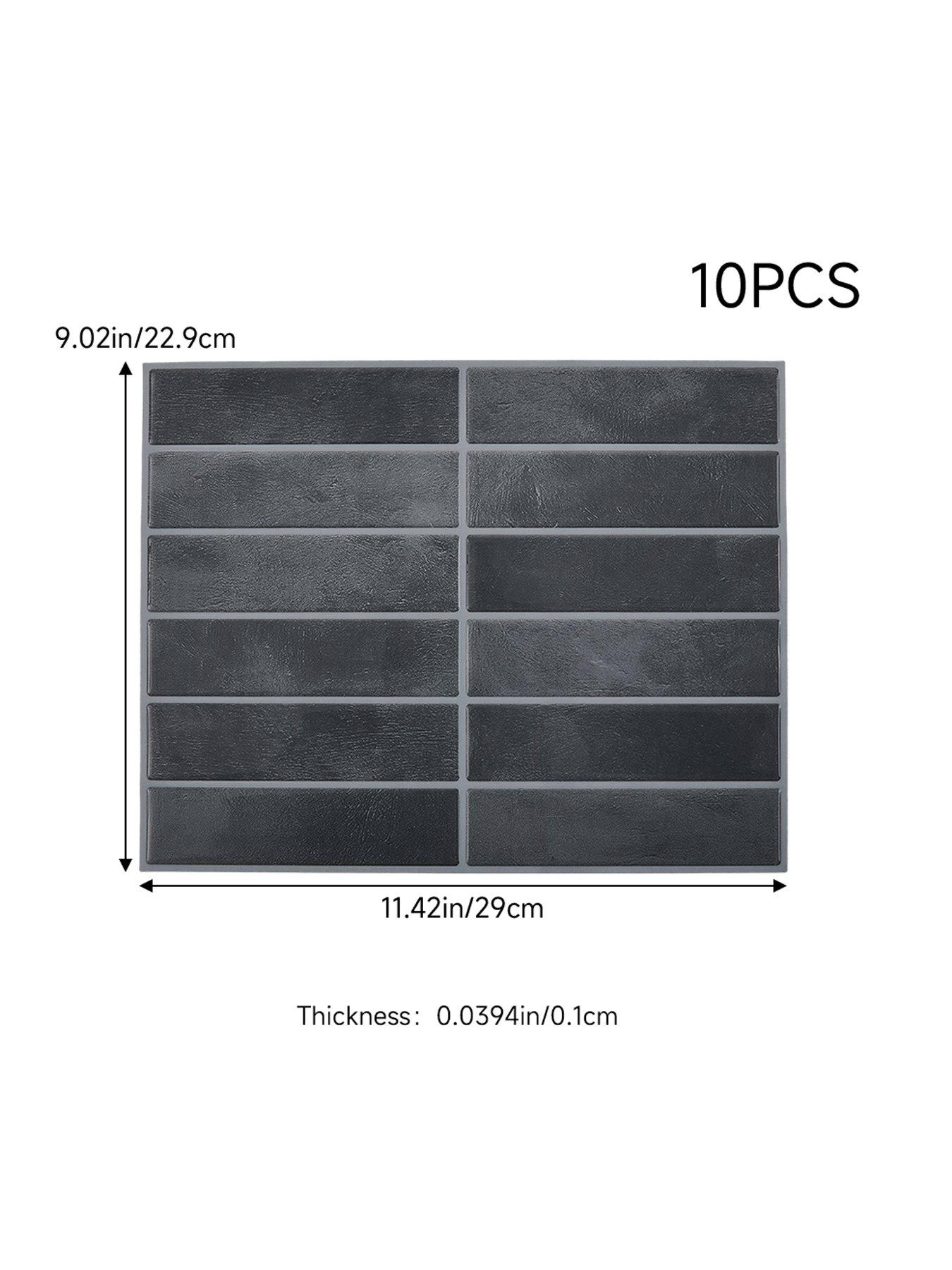 Image 7 of 7 of Living and Home 10Pcs Dark Grey Self-Adhesive Wall Tile Stickers