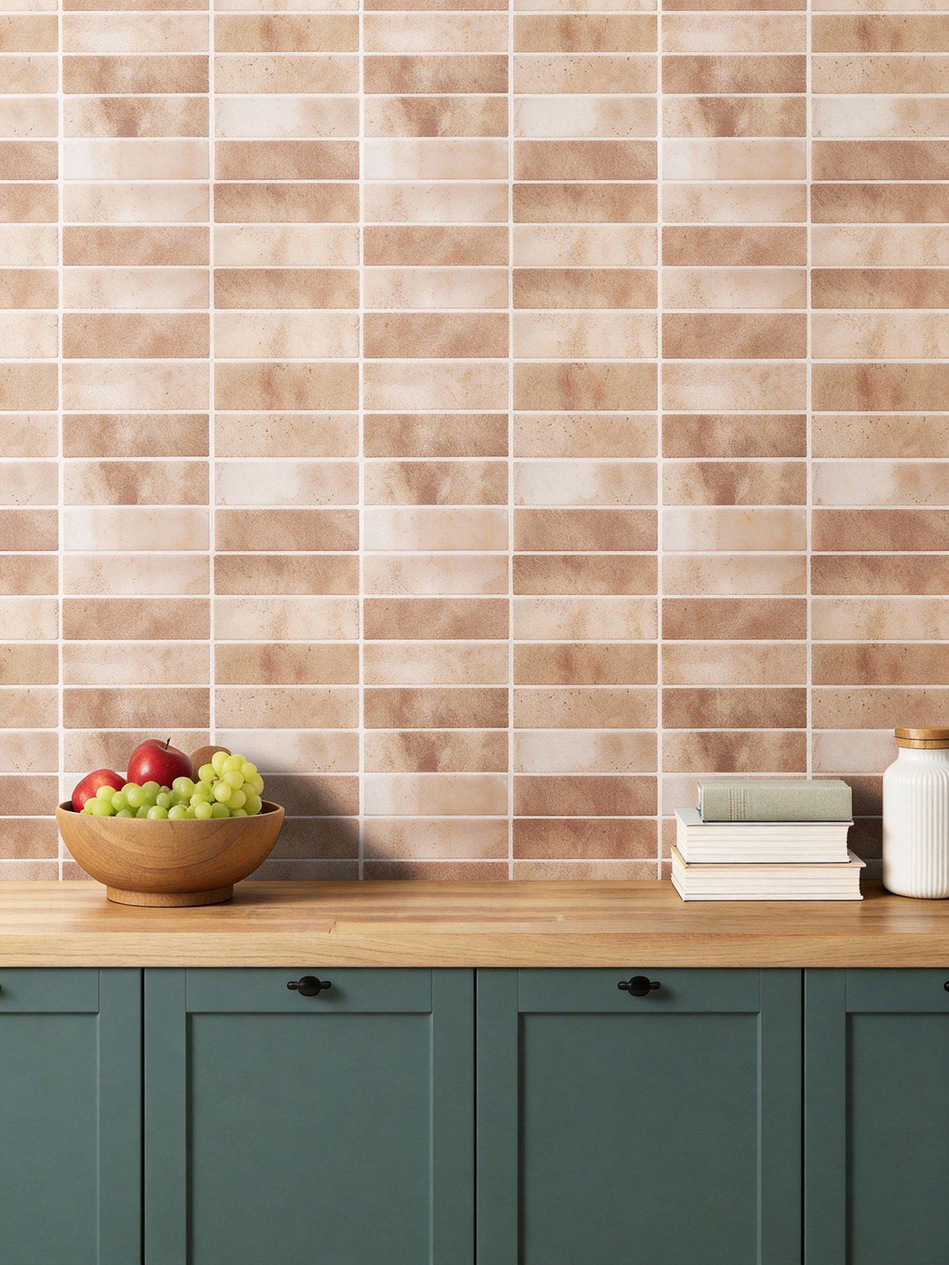 Image 1 of 7 of Living and Home 10Pcs Brown Self-Adhesive Wall Tile Stickers