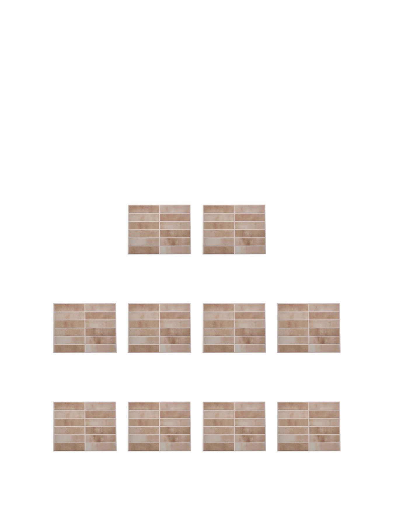 Image 2 of 7 of Living and Home 10Pcs Brown Self-Adhesive Wall Tile Stickers