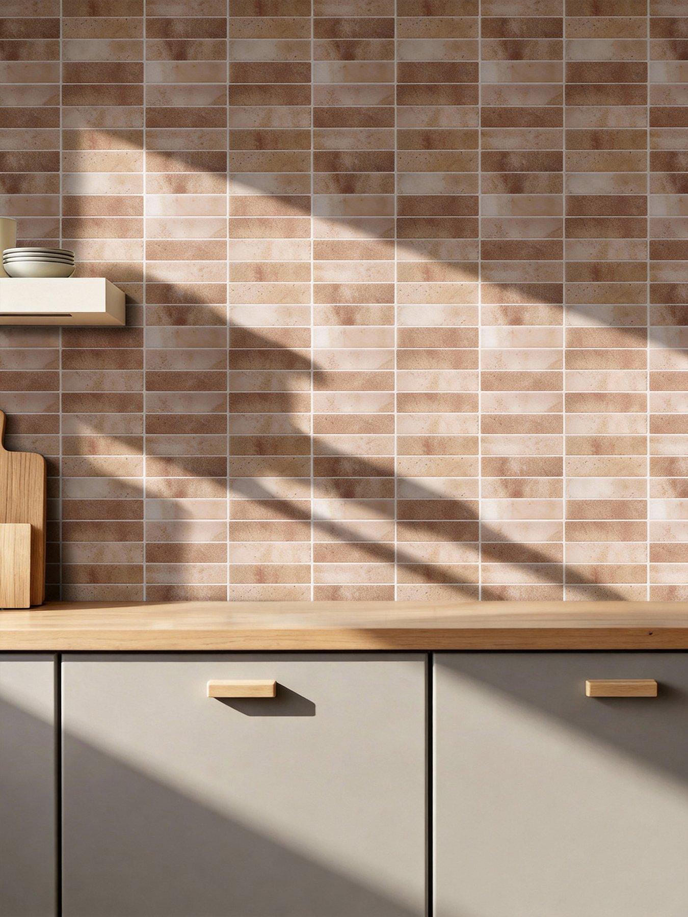 Image 5 of 7 of Living and Home 10Pcs Brown Self-Adhesive Wall Tile Stickers