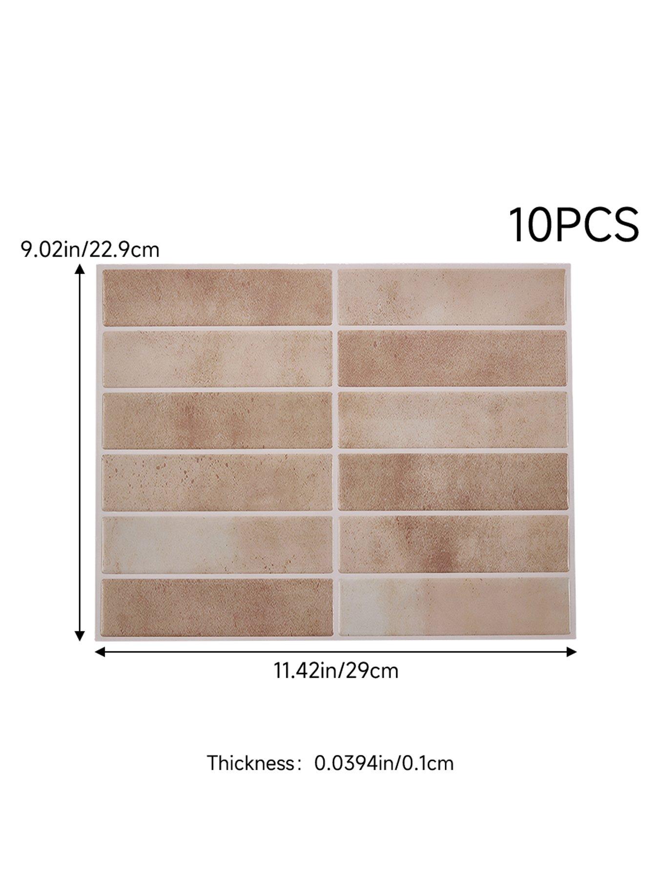 Image 7 of 7 of Living and Home 10Pcs Brown Self-Adhesive Wall Tile Stickers