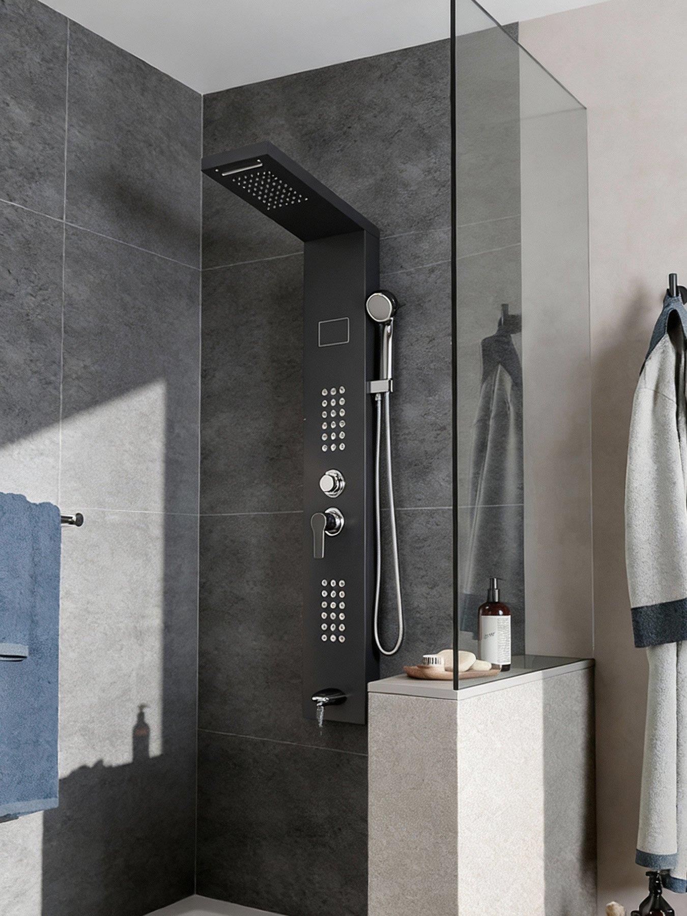 Living and Home Shower Panel with LED Temperature Display and Hand Shower