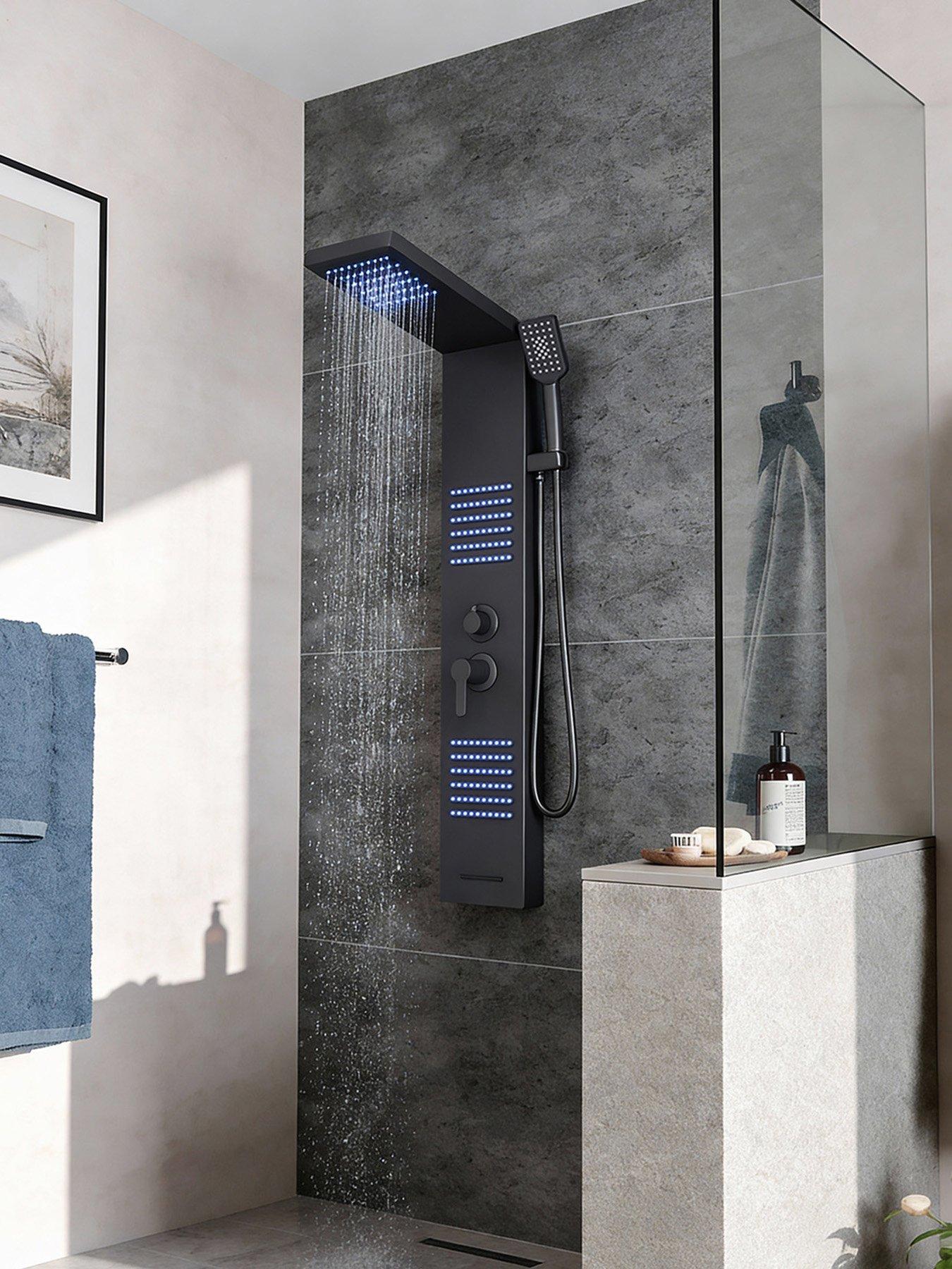 Living and Home Wall Mount Shower Panel Tower System With Led Lights