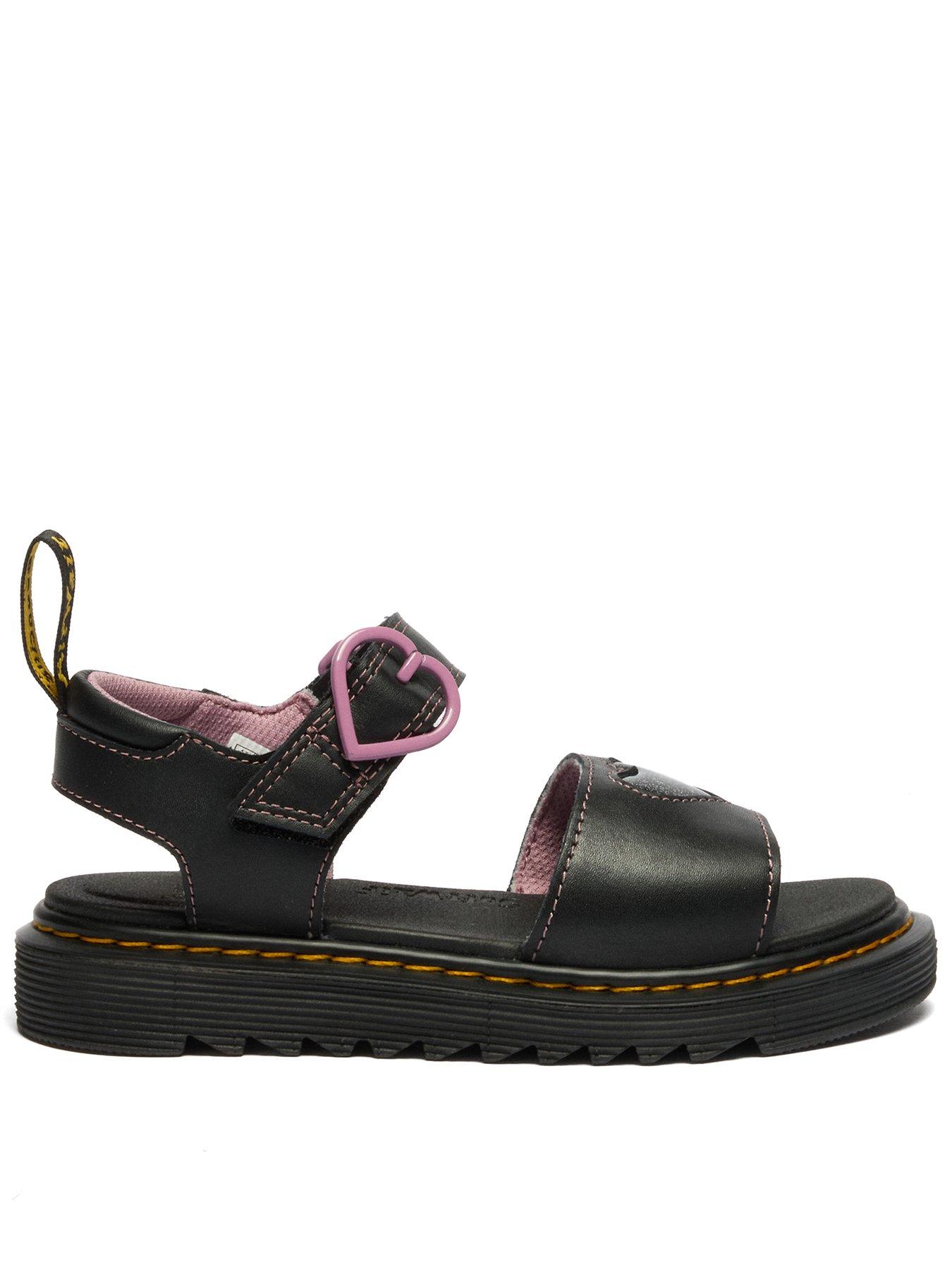 Dr Martens Junior Marlowe Hearts Leather Sandal - Black