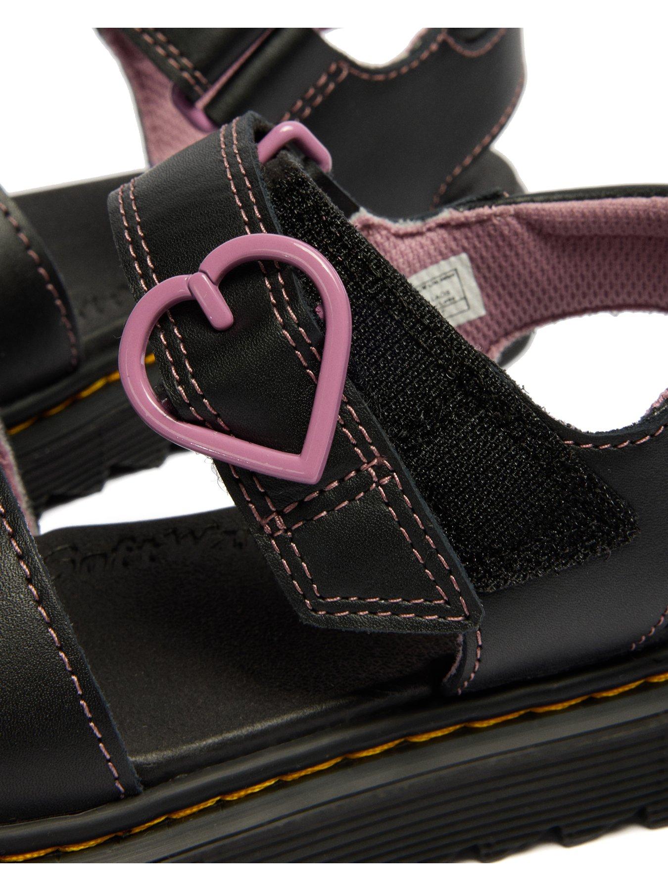 Image 6 of 7 of Dr Martens Junior Marlowe Hearts Leather Sandal - Black