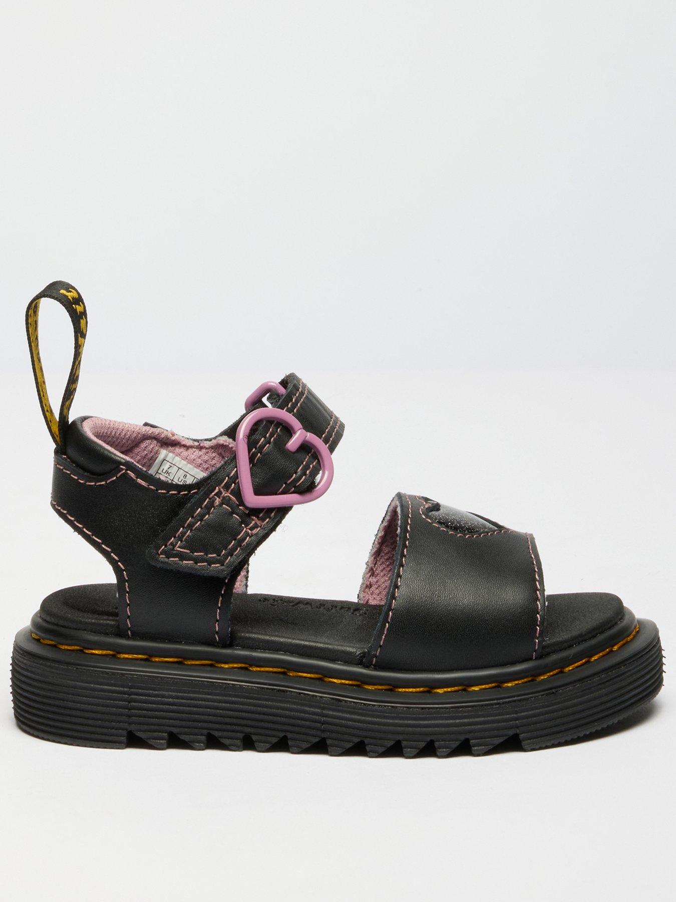 Image 1 of 7 of Dr Martens Toddler Marlowe Hearts Leather Sandal - Black