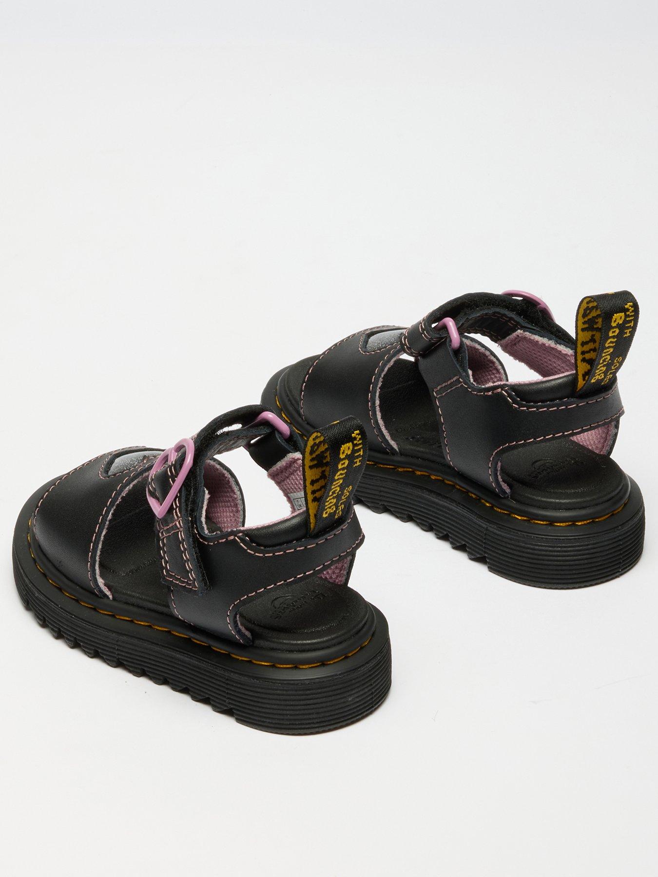 Image 3 of 7 of Dr Martens Toddler Marlowe Hearts Leather Sandal - Black