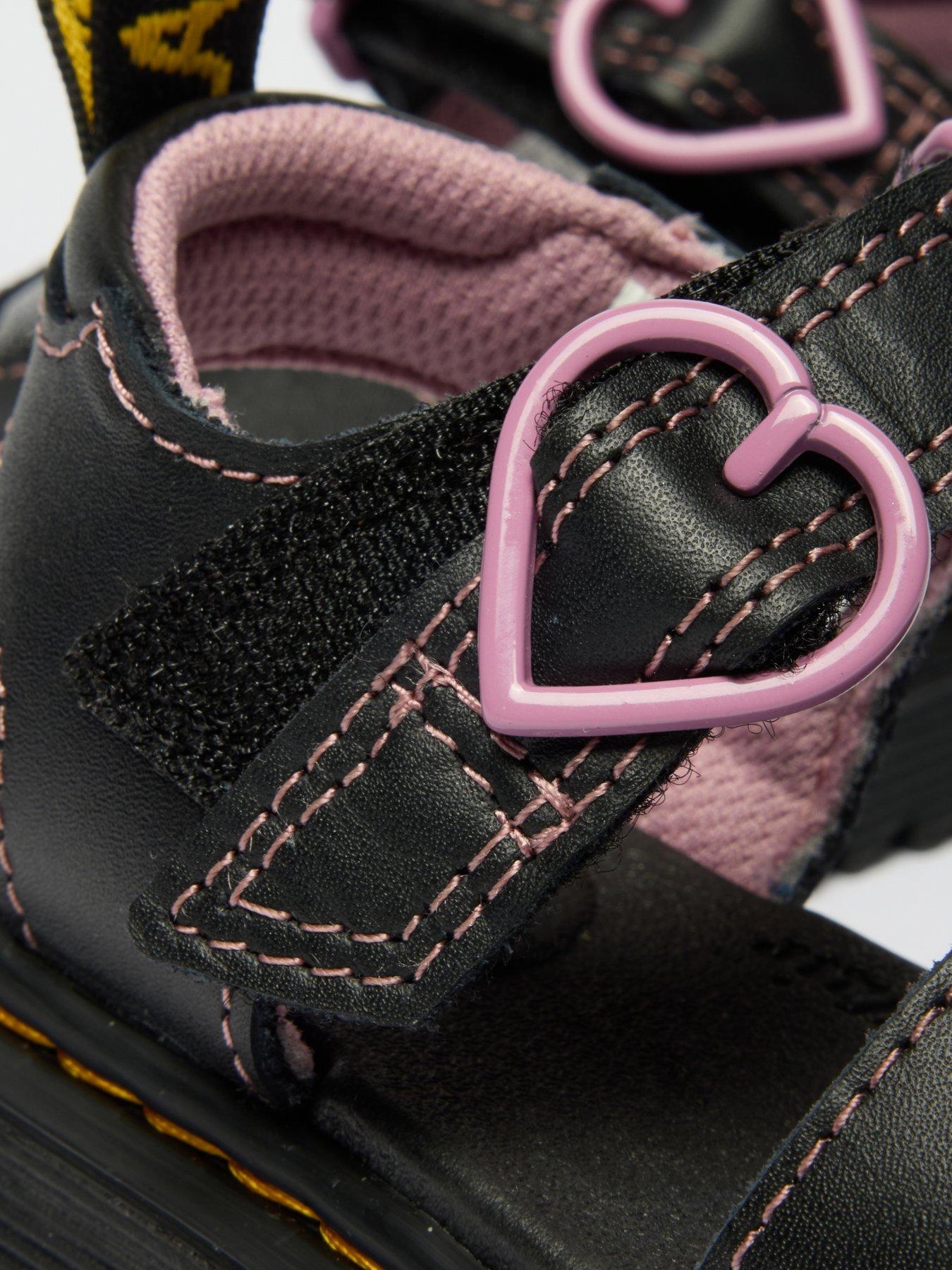 Image 6 of 7 of Dr Martens Toddler Marlowe Hearts Leather Sandal - Black