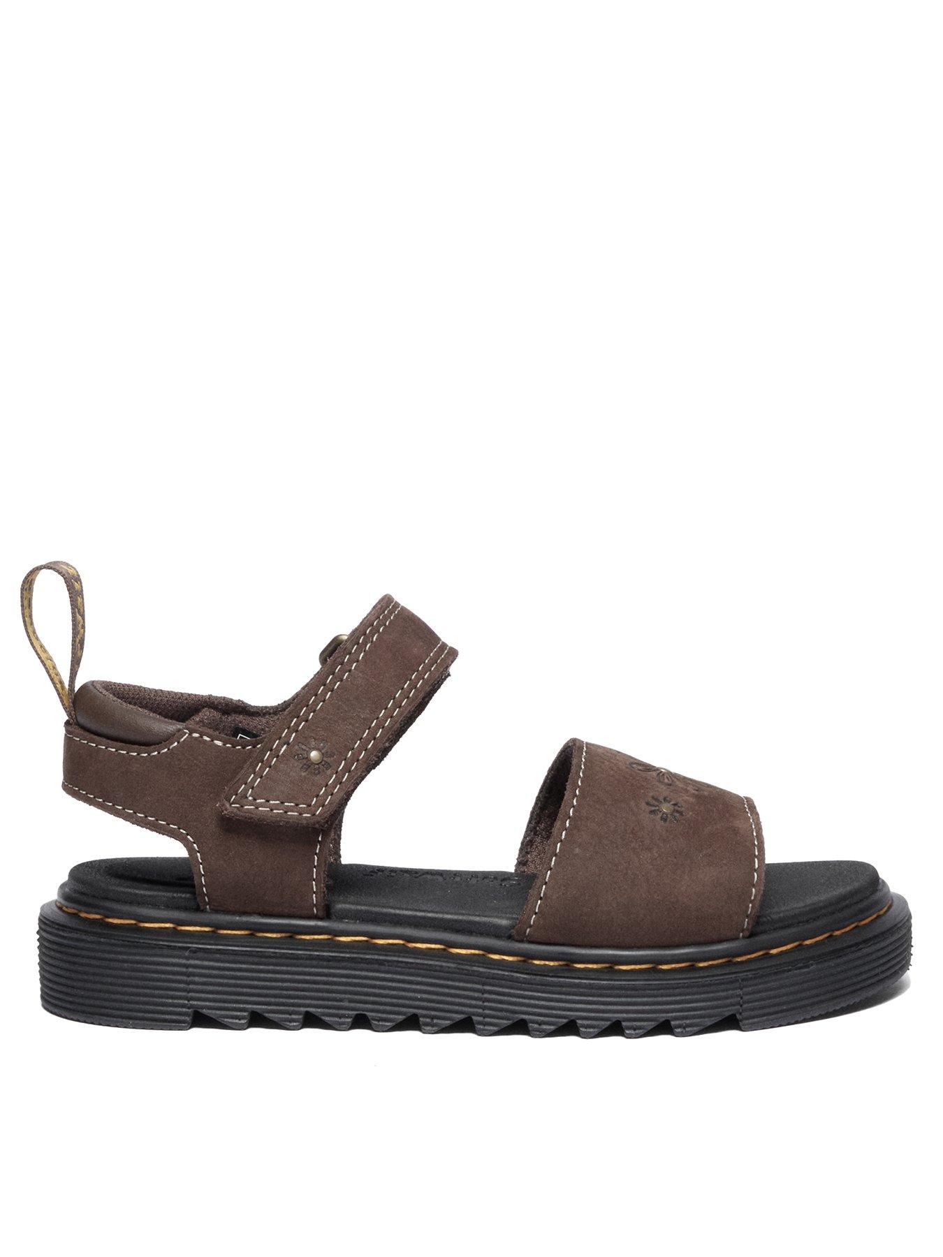 Dr Martens Junior Marlowe Flower Nubuck Sandal, Brown, Size 2 Older