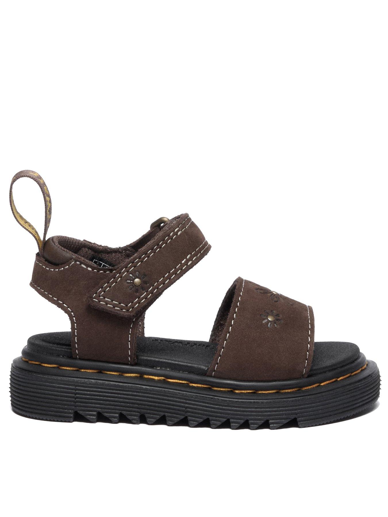 Dr Martens Toddler Marlowe Flower T Sandal Dark Brown Tumbled Nubuck, Brown, Size 7 Younger