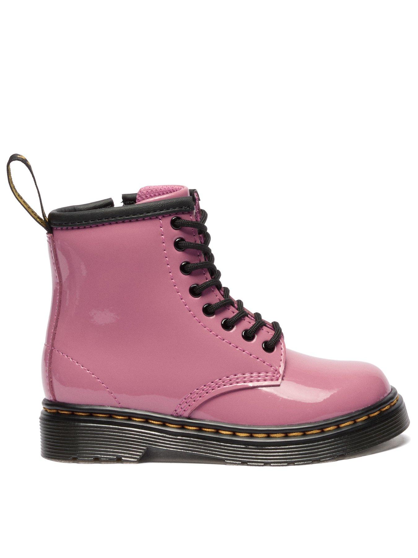 Dr Martens Toddler 1460 Patent Leather Lace-up Boot, Pink, Size 9 Younger