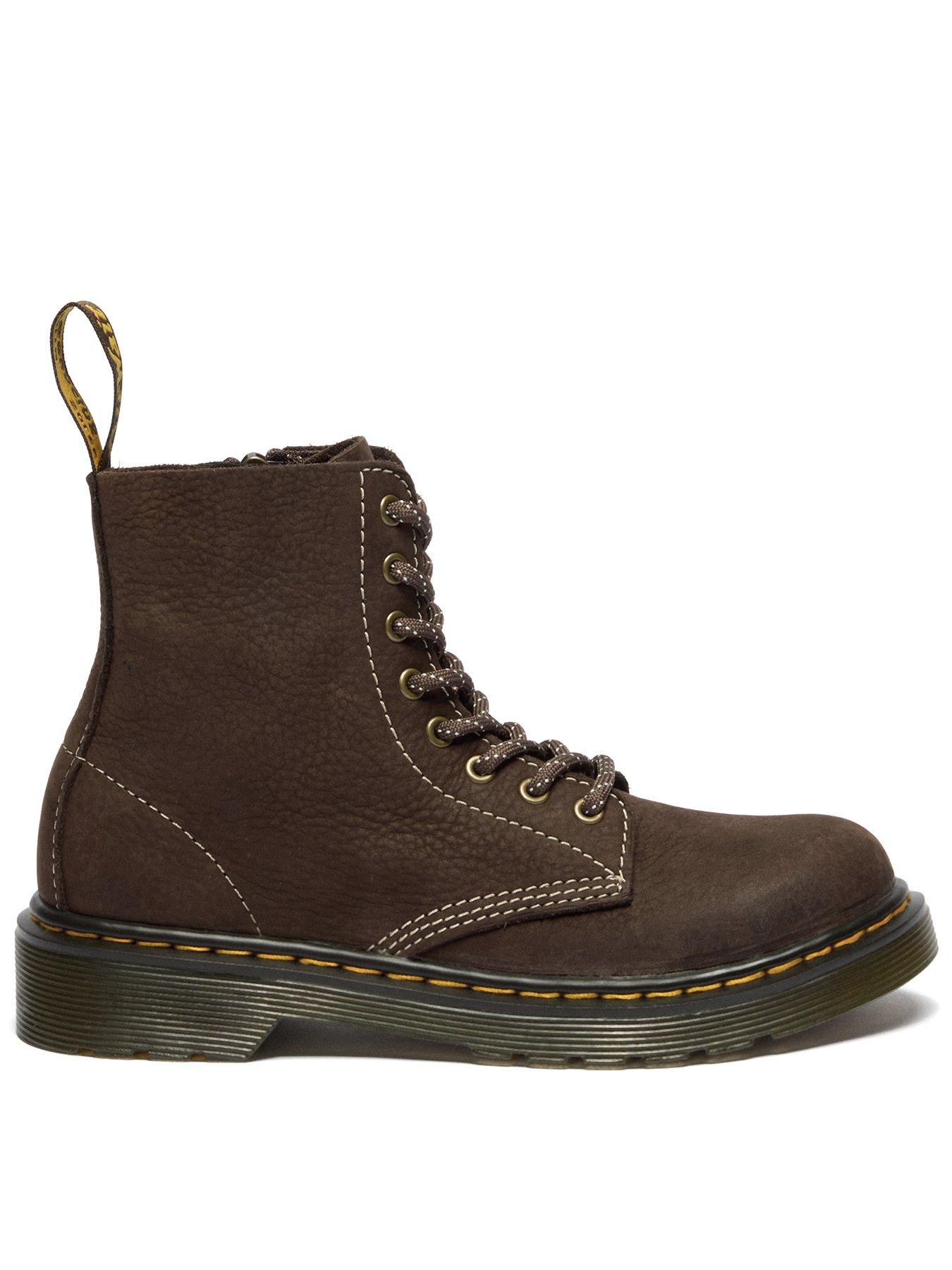 Dr Martens Junior 1460 Pascal J 8 Eye Boot Dark Brown Tumbled Nubuck
