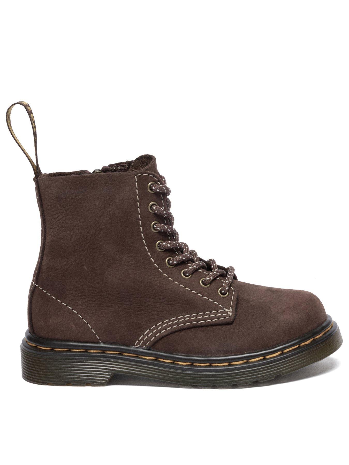 Image 1 of 7 of Dr Martens Toddler 1460 Pascal Tumbled Nubuck Lace-up Boot - Dark Brown