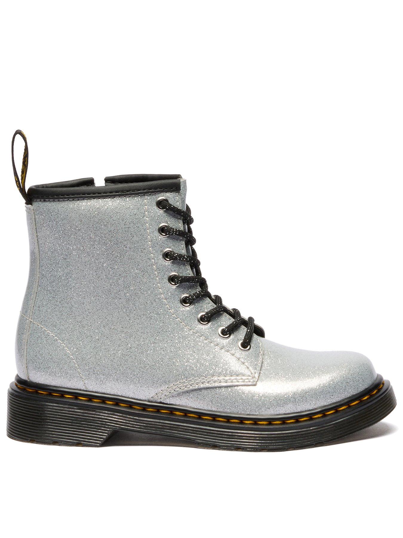 Dr Martens Junior 1460 8 Eye Leather Boot - Silver Nebula Glitter